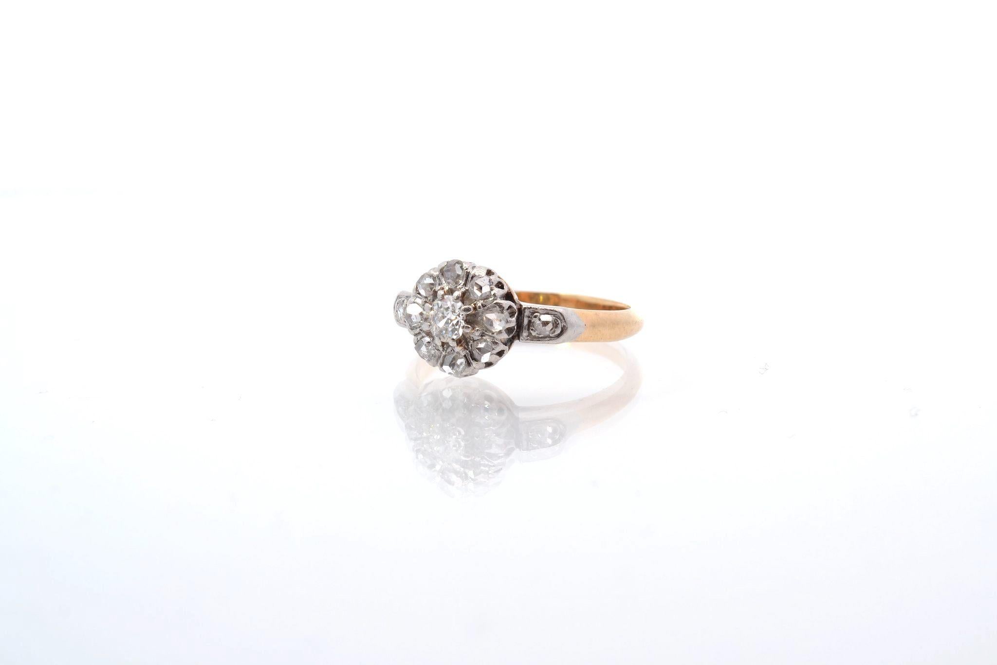 Antiker Ring mit Diamanten besetzt im Zustand „Gut“ im Angebot in PARIS, FR