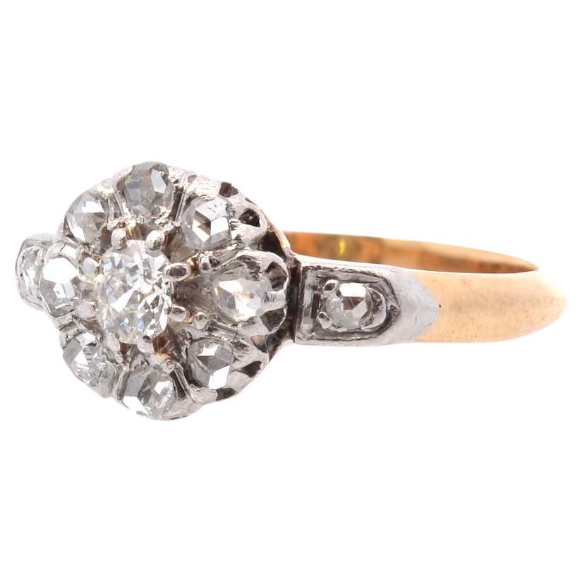 Antiker Ring mit Diamanten besetzt im Angebot