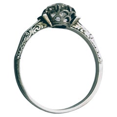 Antique Ring Solitaire 1900s Diamond  Old Mine Cut Platinum