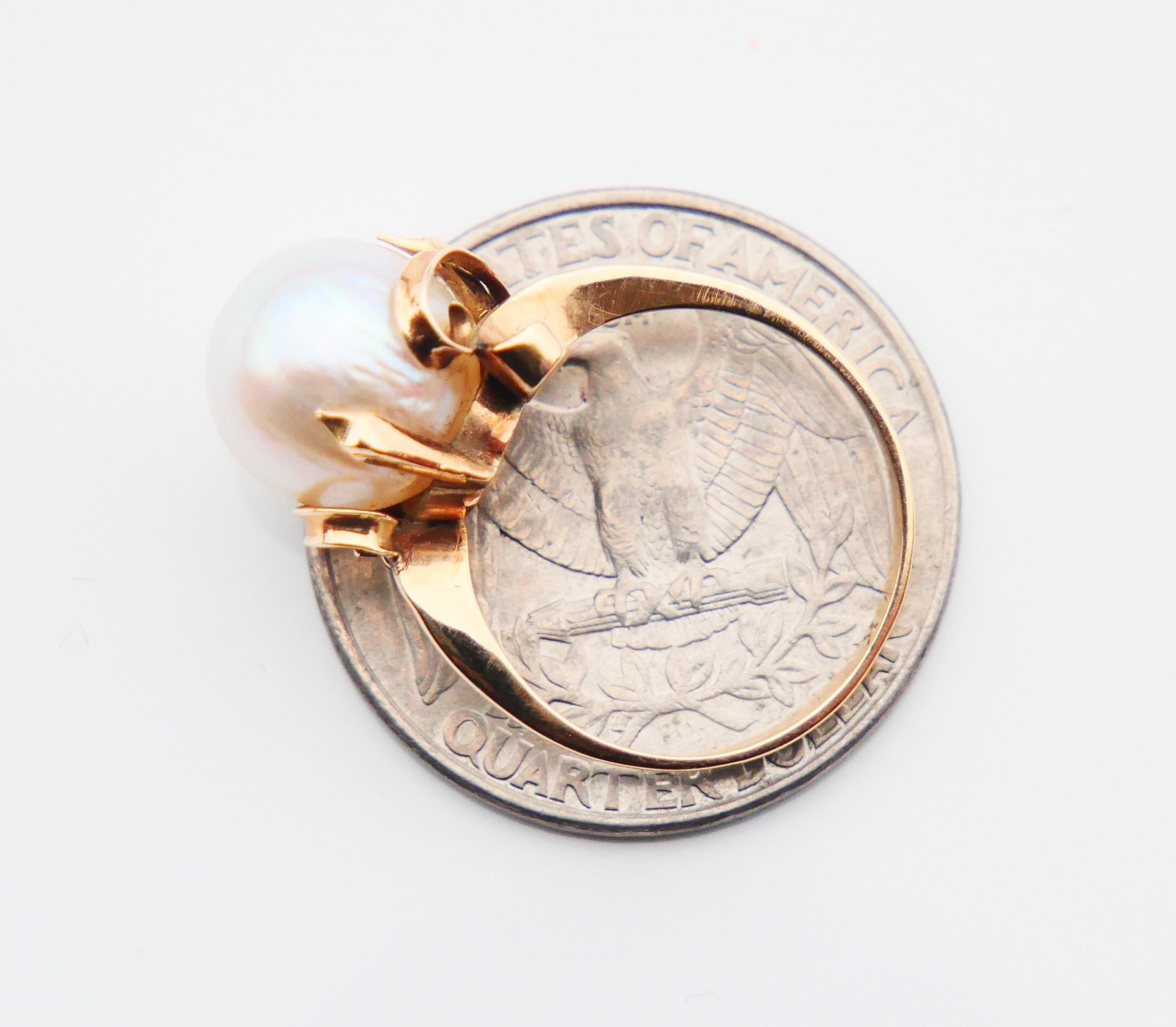 Anillo Antiguo Perla del Mar del Sur maciza Oro Amarillo 14K Ø 5 US / 3gr en venta 7