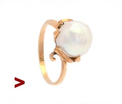 Anello antico con perla dei mari del sud in oro giallo 14K Ø 5 US / 3gr