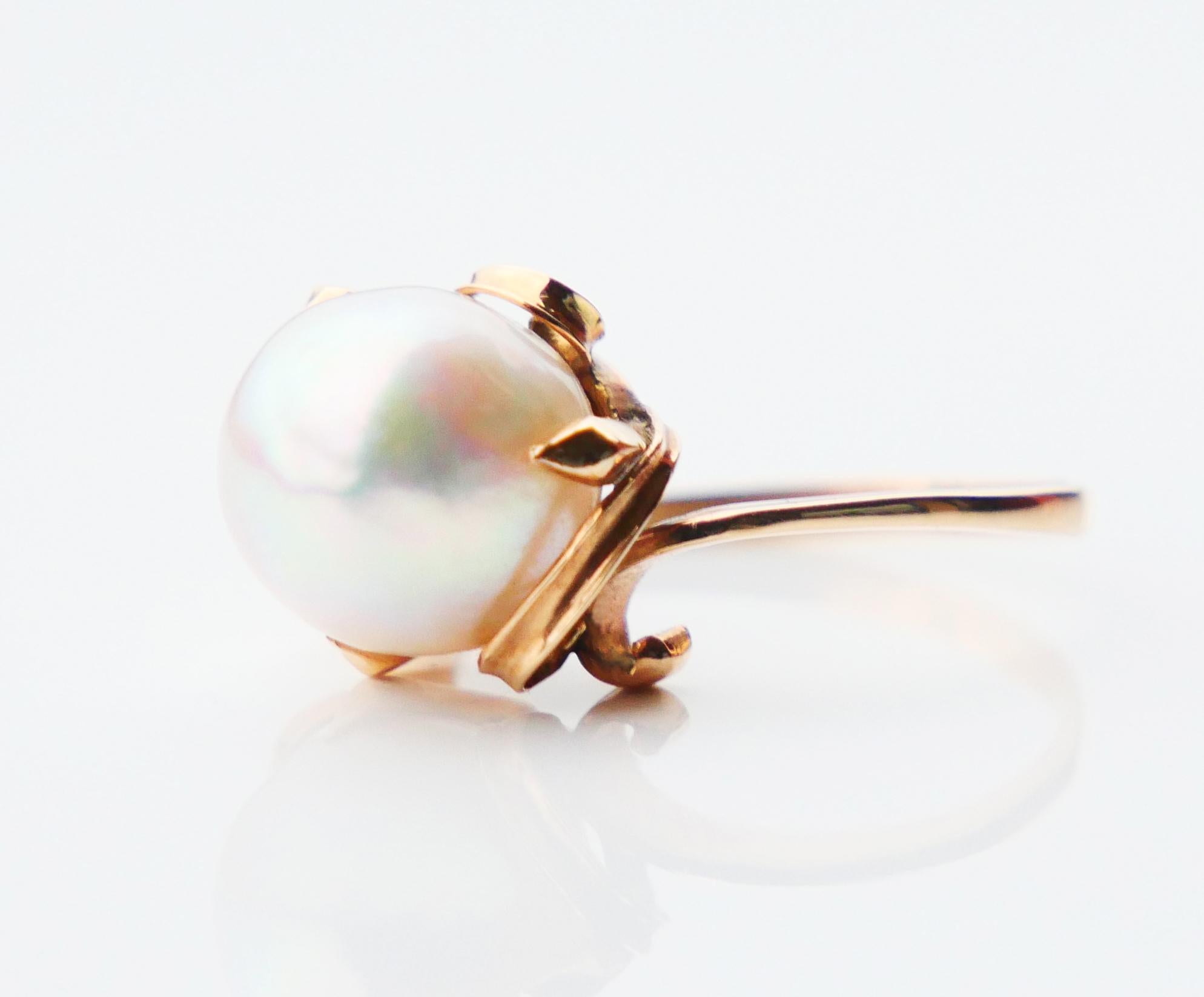 Anillo Antiguo Perla del Mar del Sur maciza Oro Amarillo 14K Ø 5 US / 3gr Corte de bola en venta