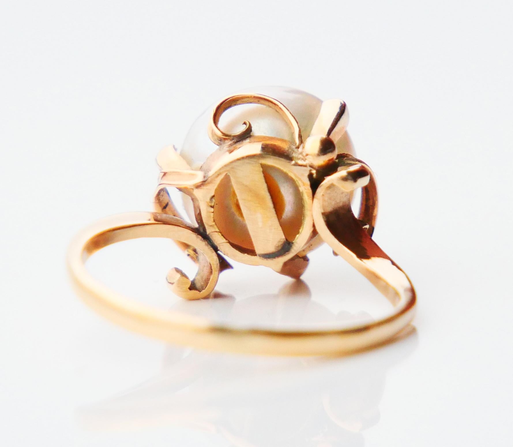 De las mujeres Anillo Antiguo Perla del Mar del Sur maciza Oro Amarillo 14K Ø 5 US / 3gr en venta