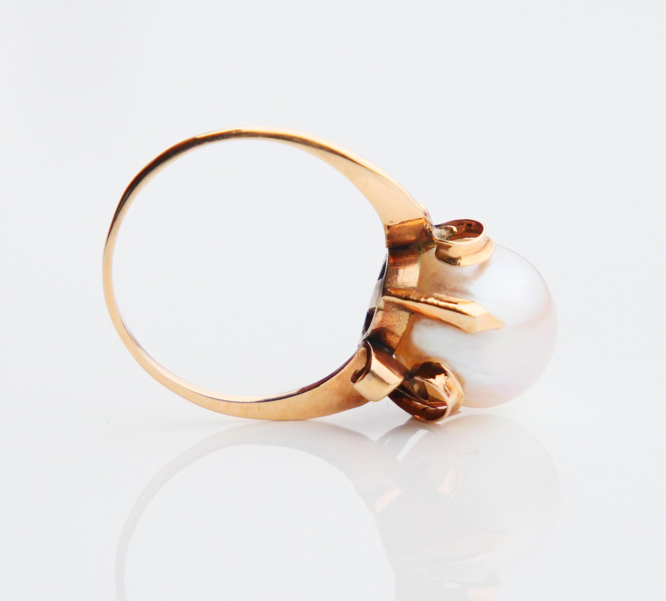 Anillo Antiguo Perla del Mar del Sur maciza Oro Amarillo 14K Ø 5 US / 3gr en venta 3