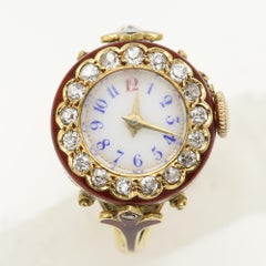 Antique Ring Watch 18 Karat Diamonds Circa early 1900's working watch ring