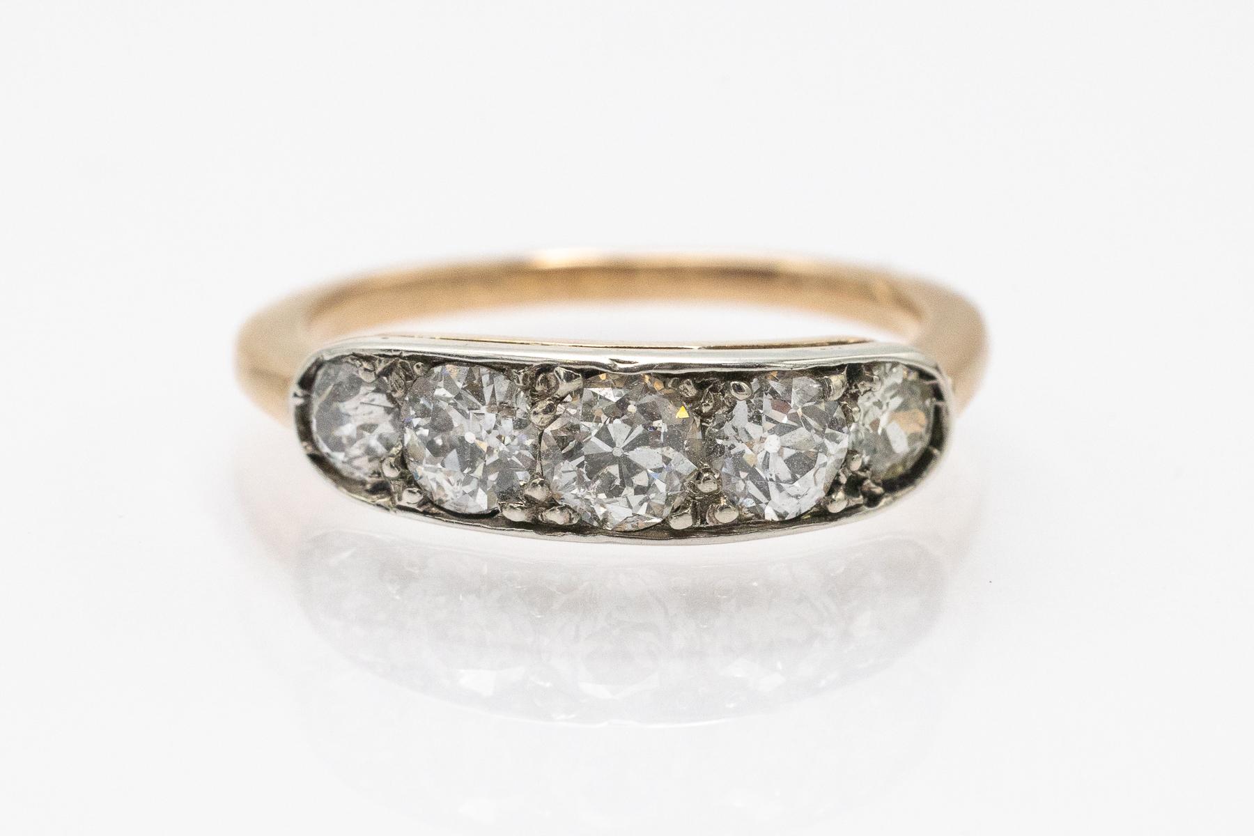 Anello antico con diamanti antichi taglio brillante, Austria-Ungheria, inizio XX secolo In condizioni buone in vendita a Chorzów, PL