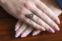 Antique 14K Gold and Silver Rose-Cut Diamond Cluster Ring, Netherlands