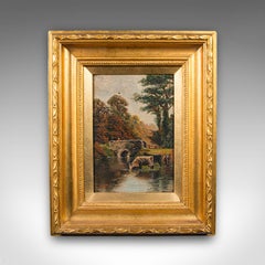 Antique River Landscape Painting, English School, Art, Oil on Canvas, Edwardian