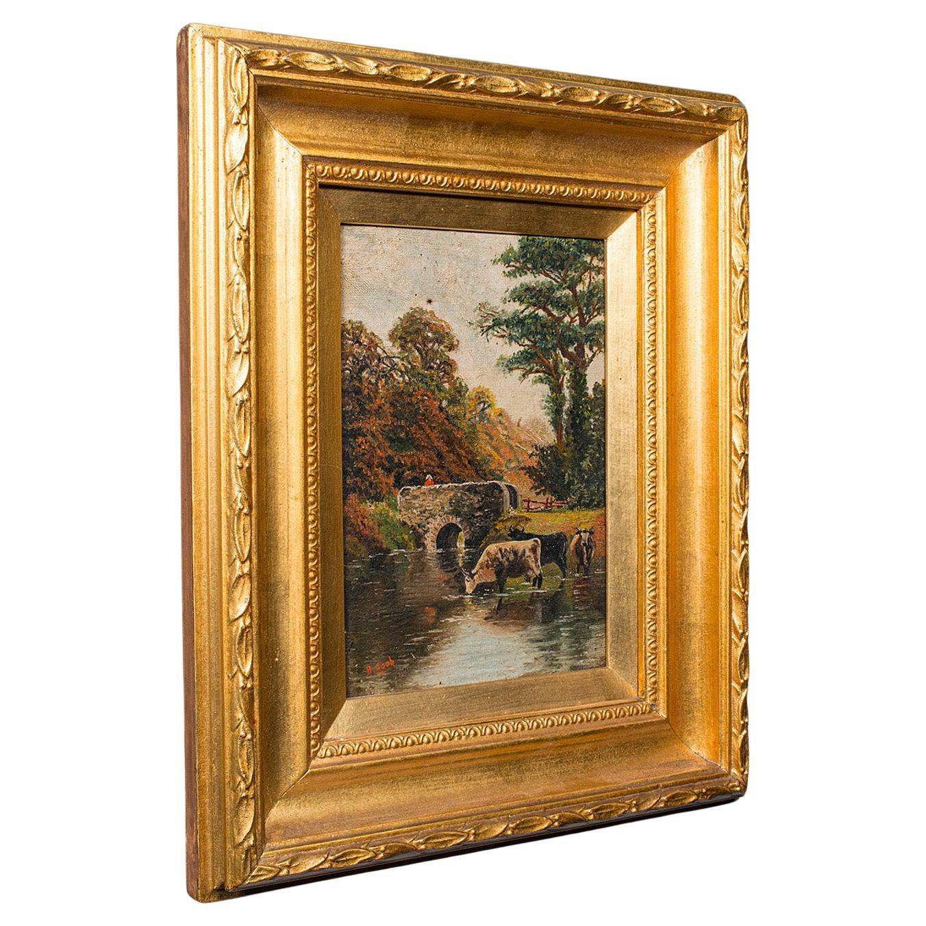 Antique River Landscape Painting, English School, Art, Oil on Canvas, Edwardian en vente