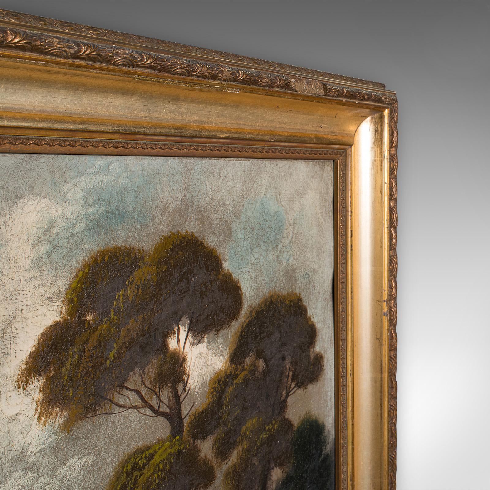 Tela Antico dipinto di paesaggio fluviale, arte scozzese, olio su tela, incorniciato, vittoriano in vendita