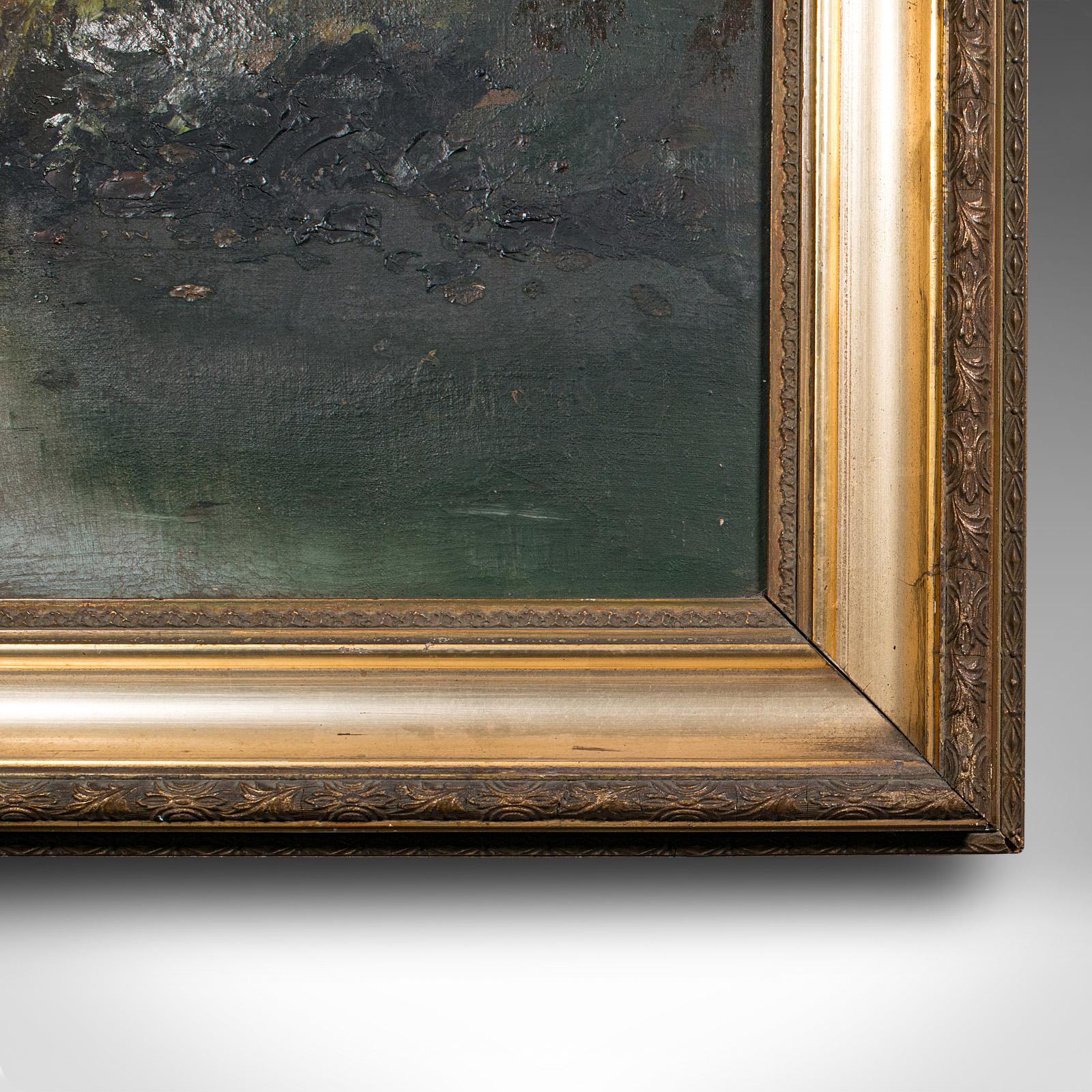 Antico dipinto di paesaggio fluviale, arte scozzese, olio su tela, incorniciato, vittoriano in vendita 1