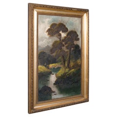 Peinture écossaise ancienne de paysage fluvial, huile sur toile, encadrée, victorienne