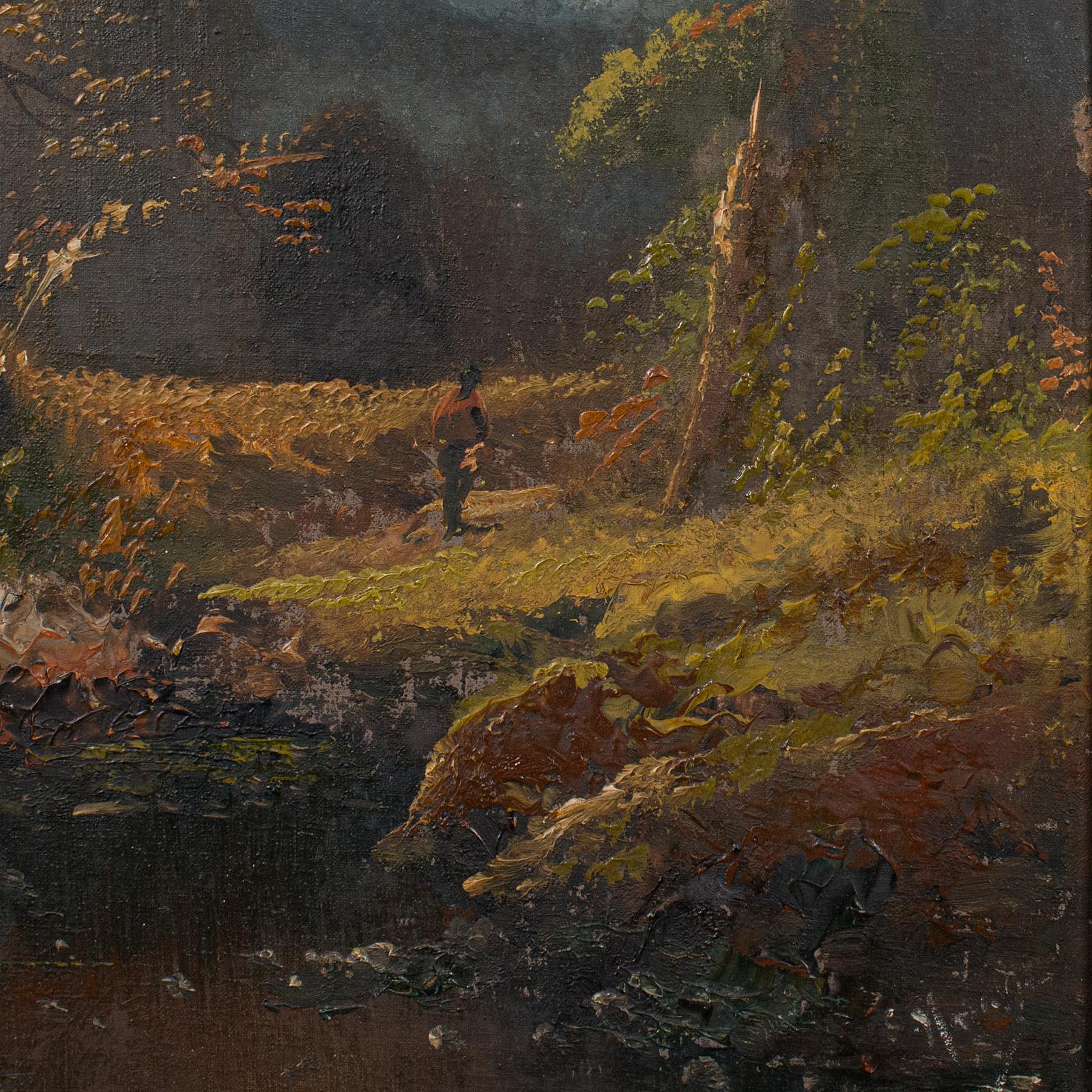 Antique Riverside Painting, Scottish Art, Oil On Canvas, Landscape, Victorian For Sale 1