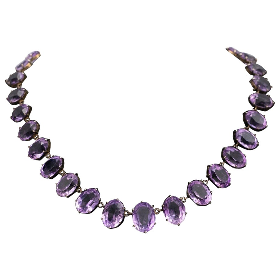 Antique riviere necklace with amethysts, Sweden, late 19th century.