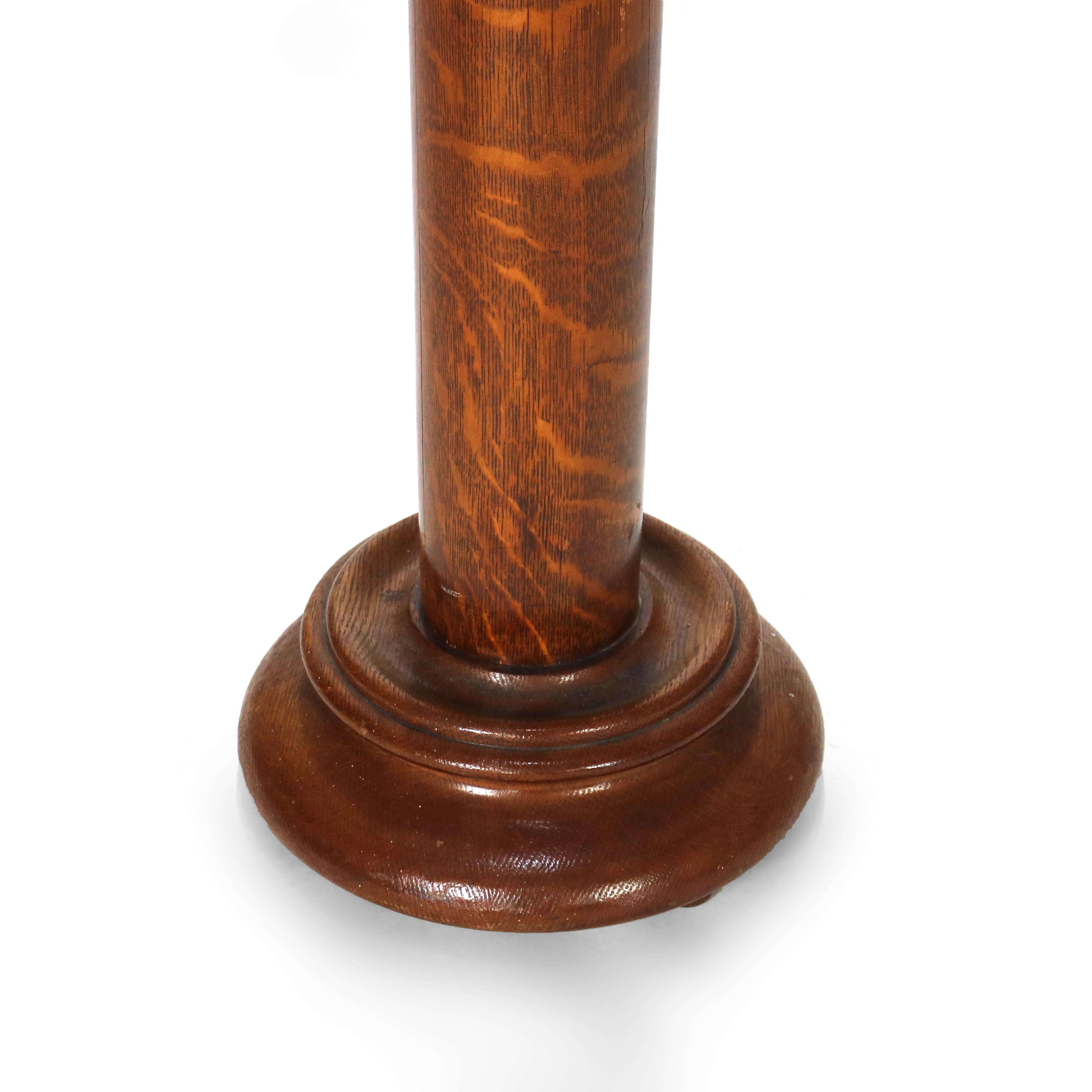 Arts and Crafts Antique RJ Horner Arts & Crafts Oak Sculpture Pedestal Signed C1920