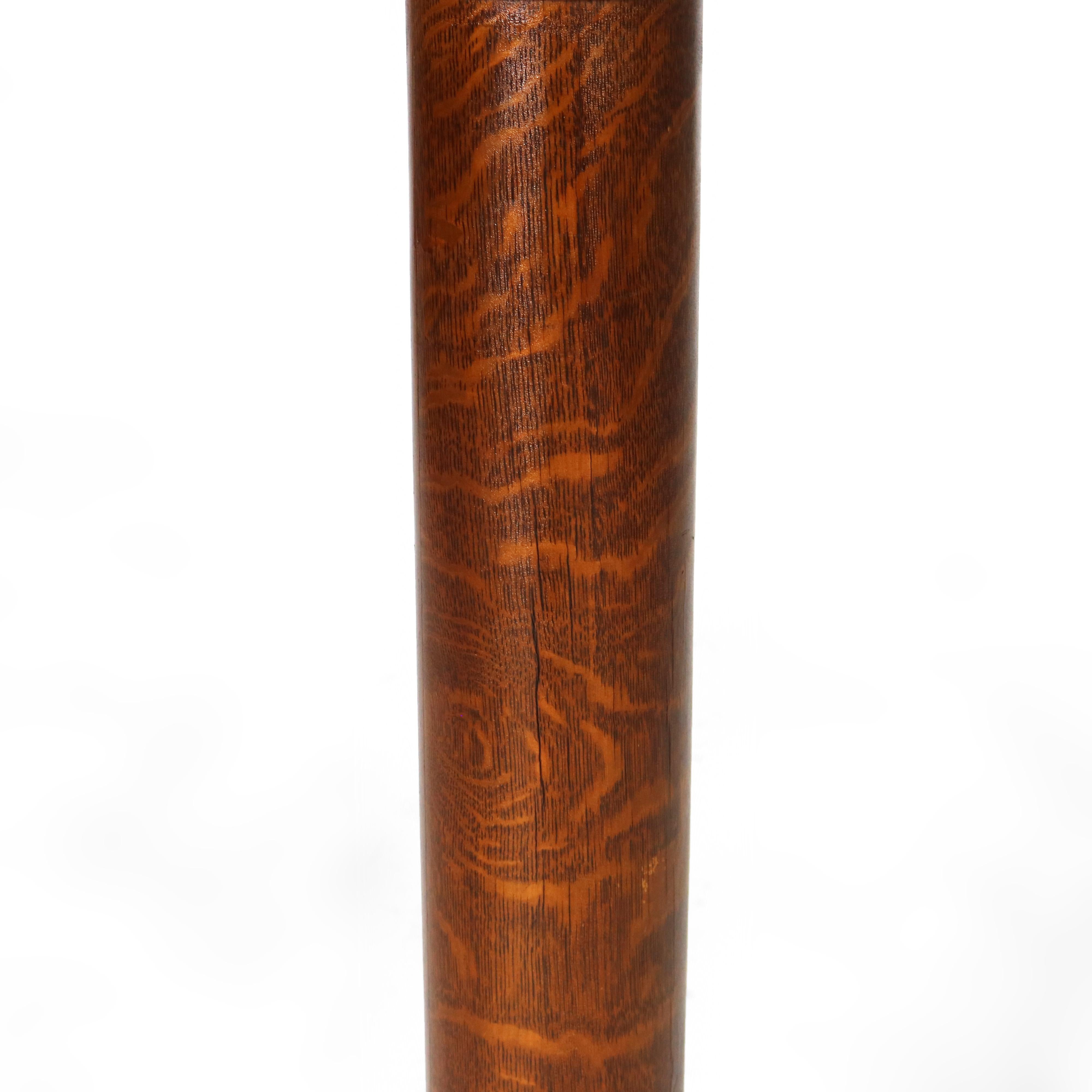 Antique RJ Horner Arts & Crafts Oak Sculpture Pedestal Signed C1920 In Good Condition In Big Flats, NY
