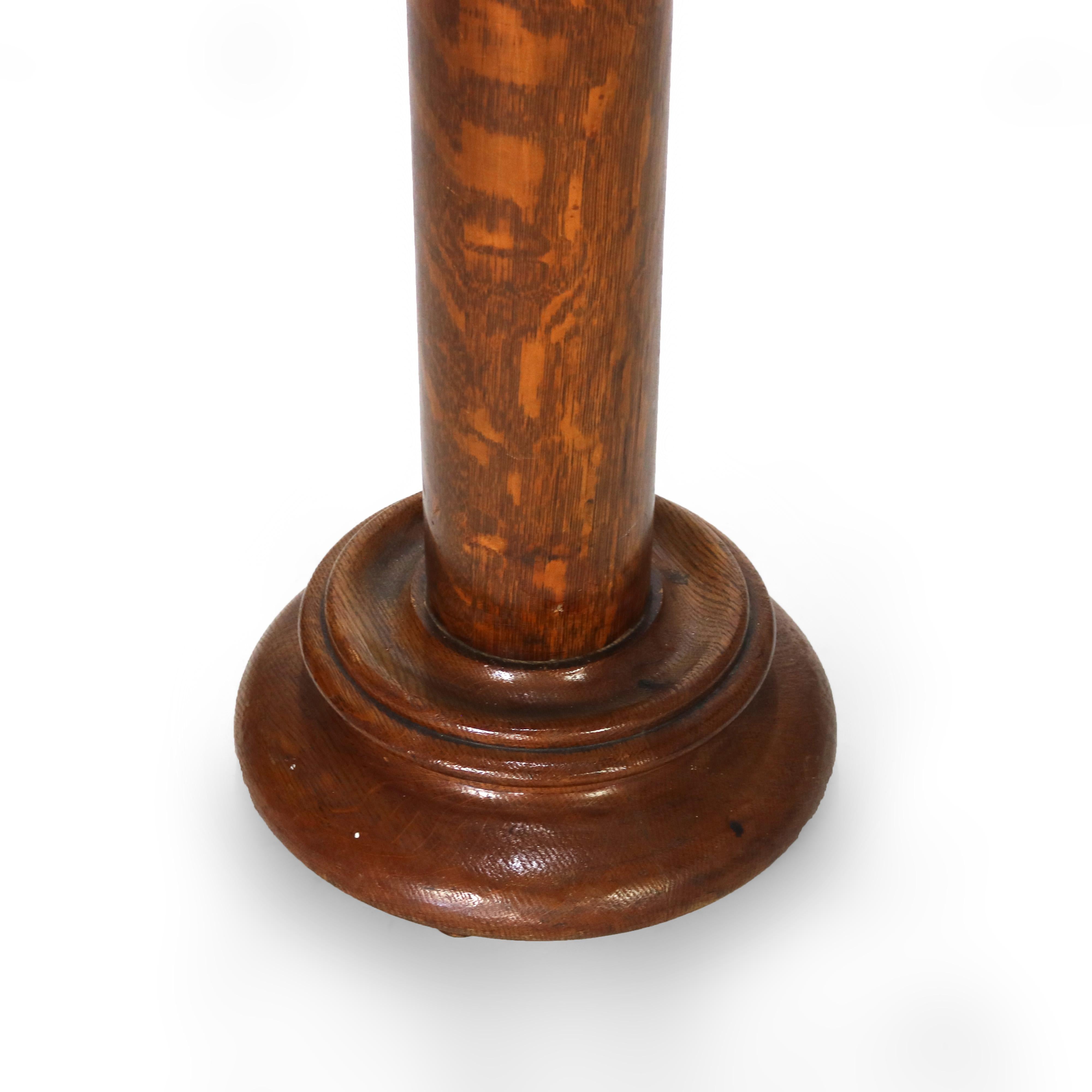 Antique RJ Horner Arts & Crafts Oak Sculpture Pedestal Signed C1920 1
