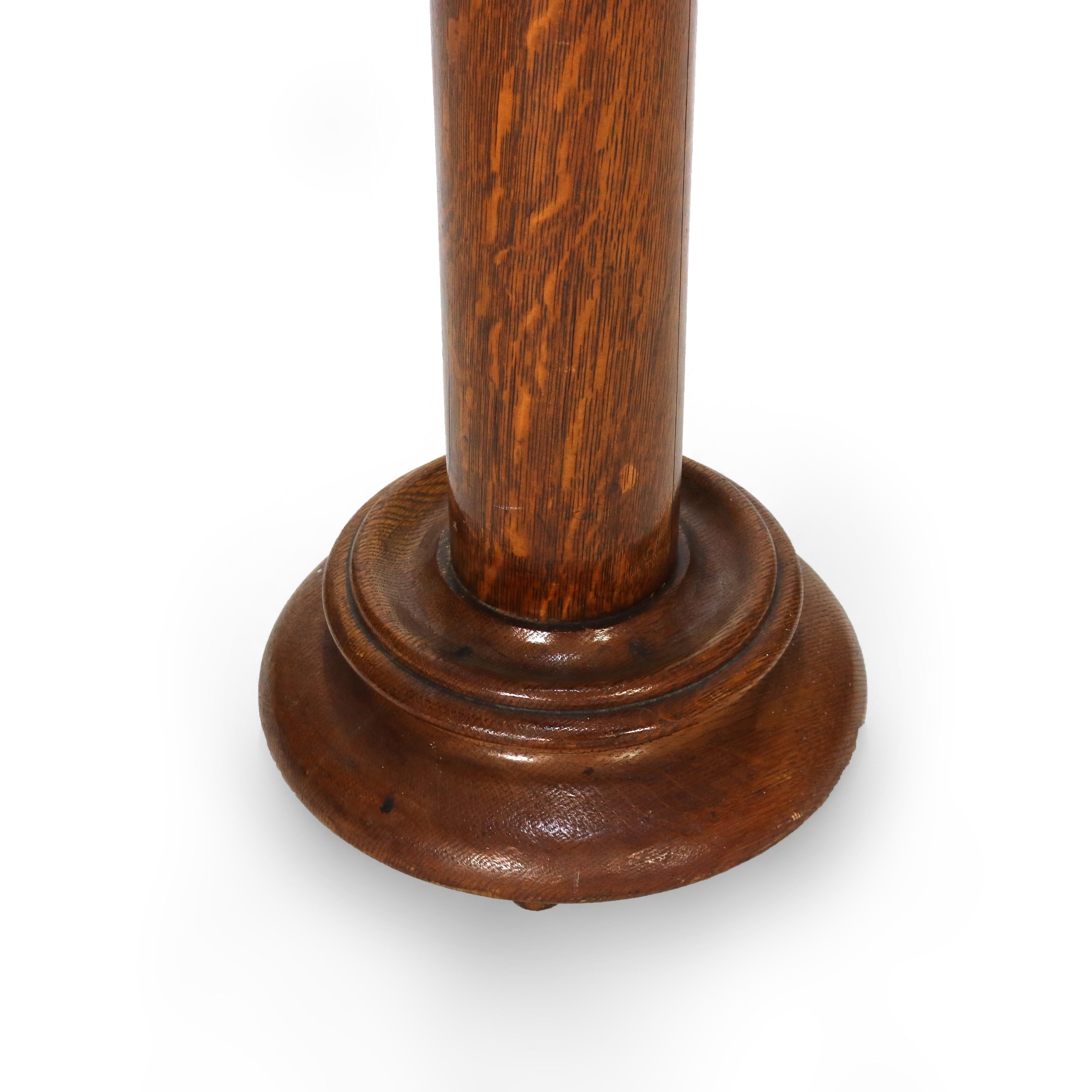 Antique RJ Horner Arts & Crafts Oak Sculpture Pedestal Signed C1920 4