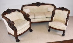 Antique R.J. Horner Carved Mahogany Winged Griffin Parlor Set
