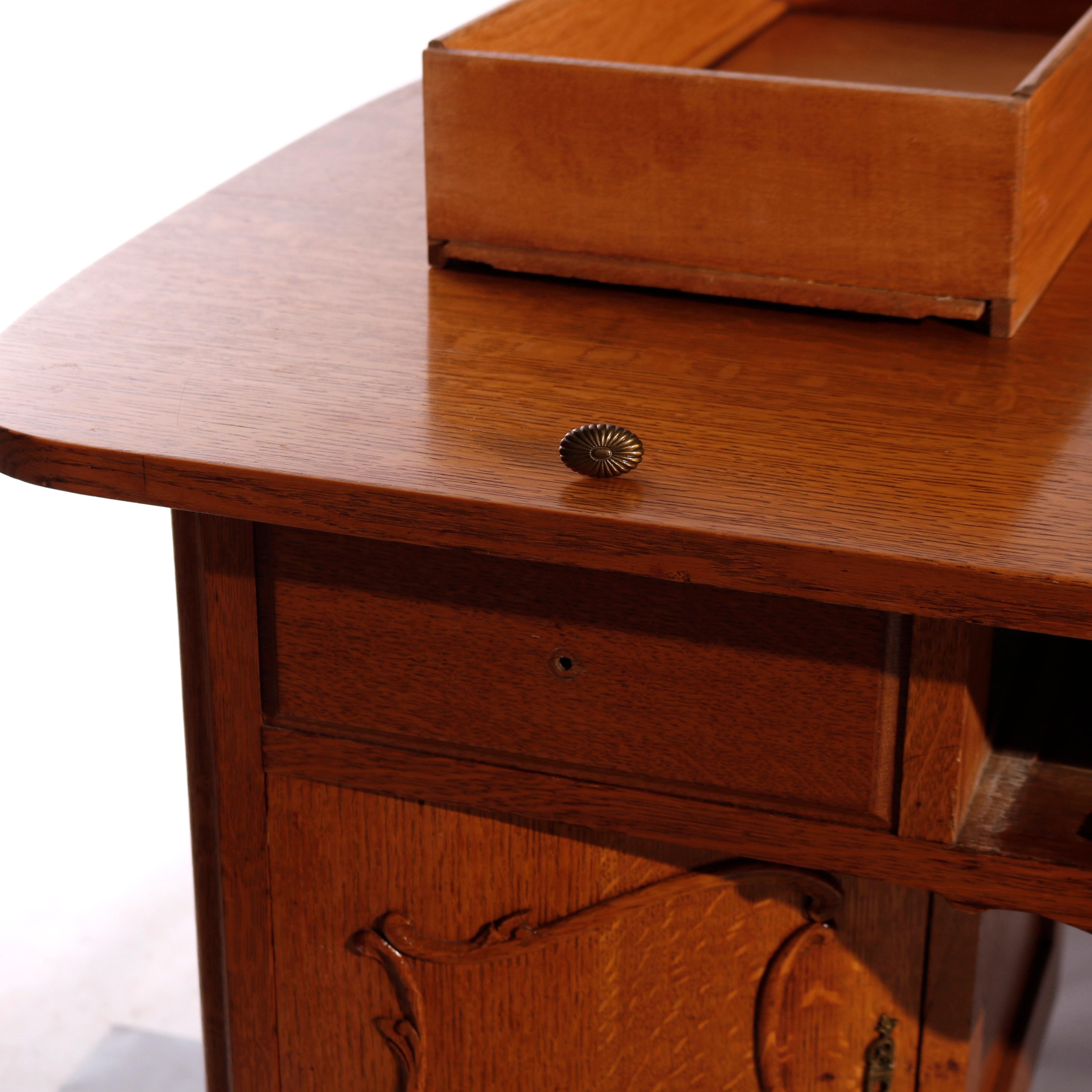 Antique RJ Horner Carved Oak Partners Desk circa 1900 5