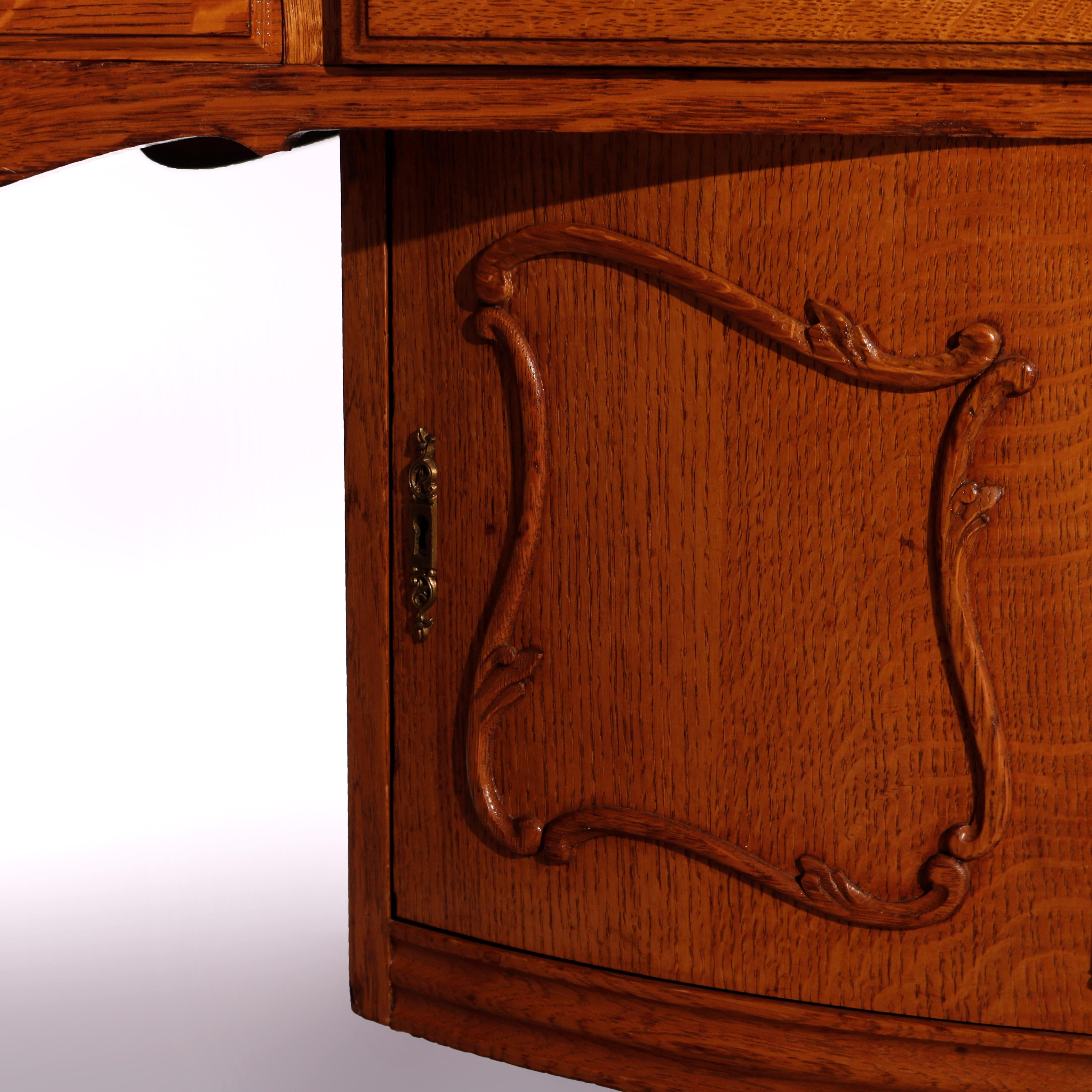 Antique RJ Horner Carved Oak Partners Desk circa 1900 7