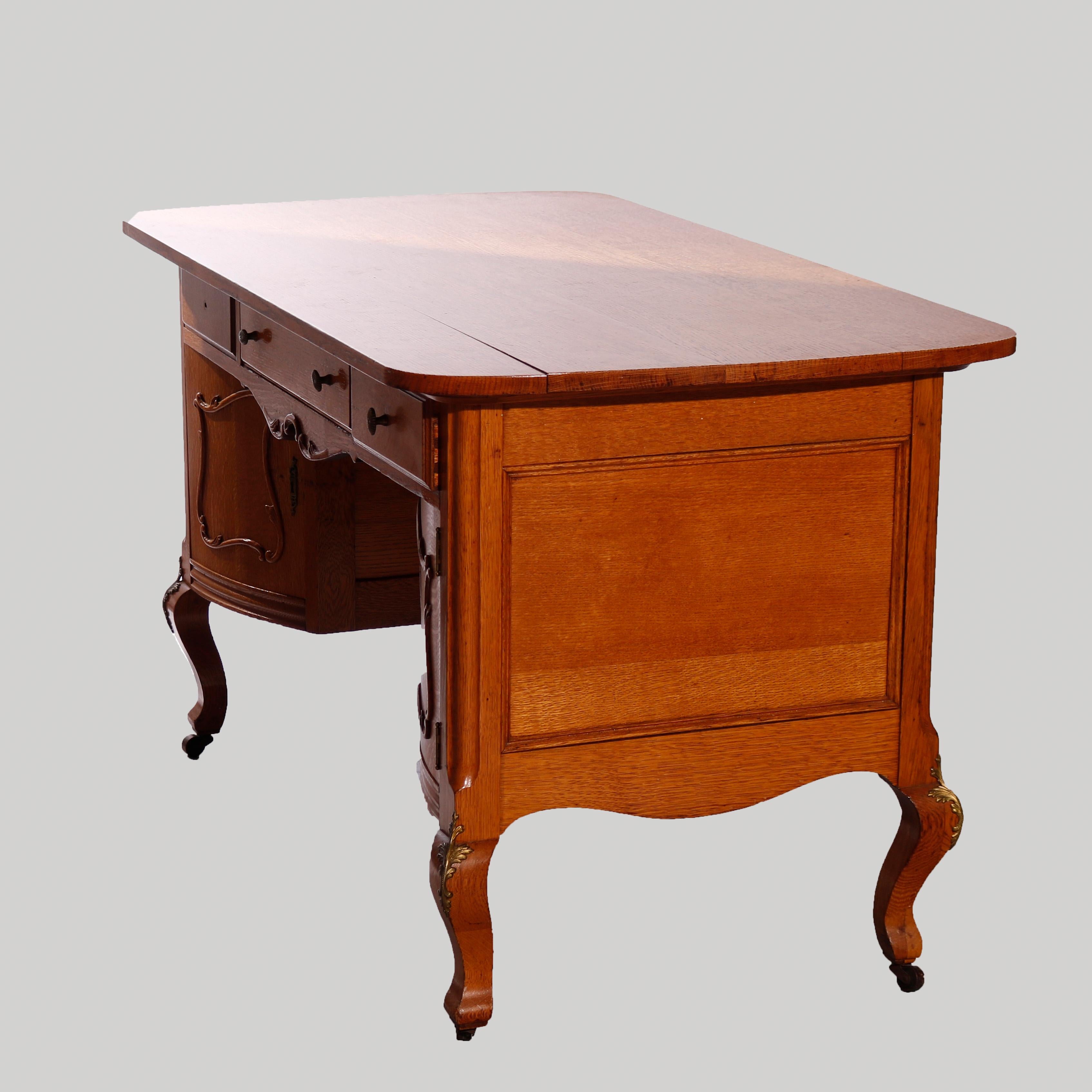 Antique RJ Horner Carved Oak Partners Desk circa 1900 3