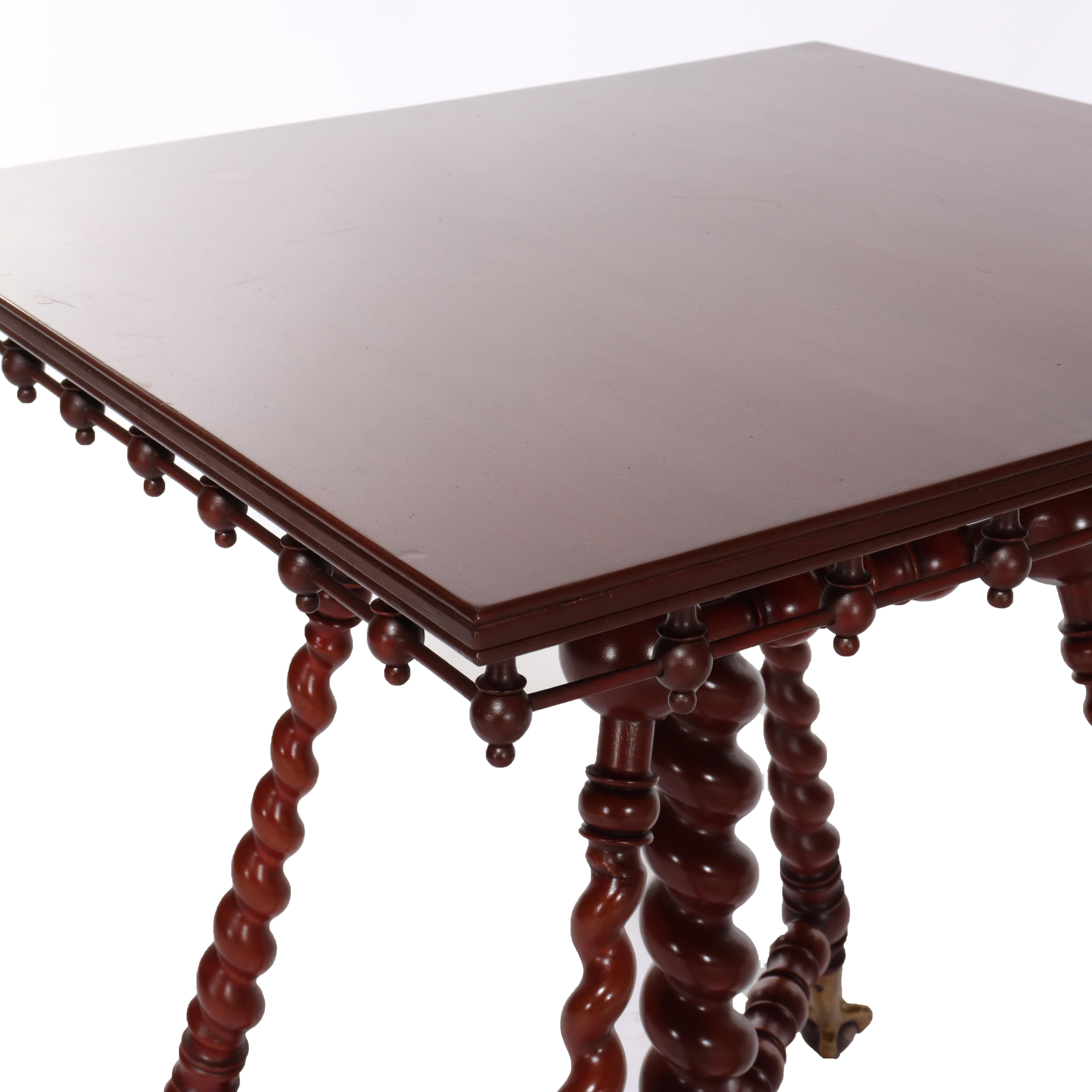 Antiguo RJ Horner Mesa de lámpara con patas torcidas de cerezo C1920 Cereza en venta