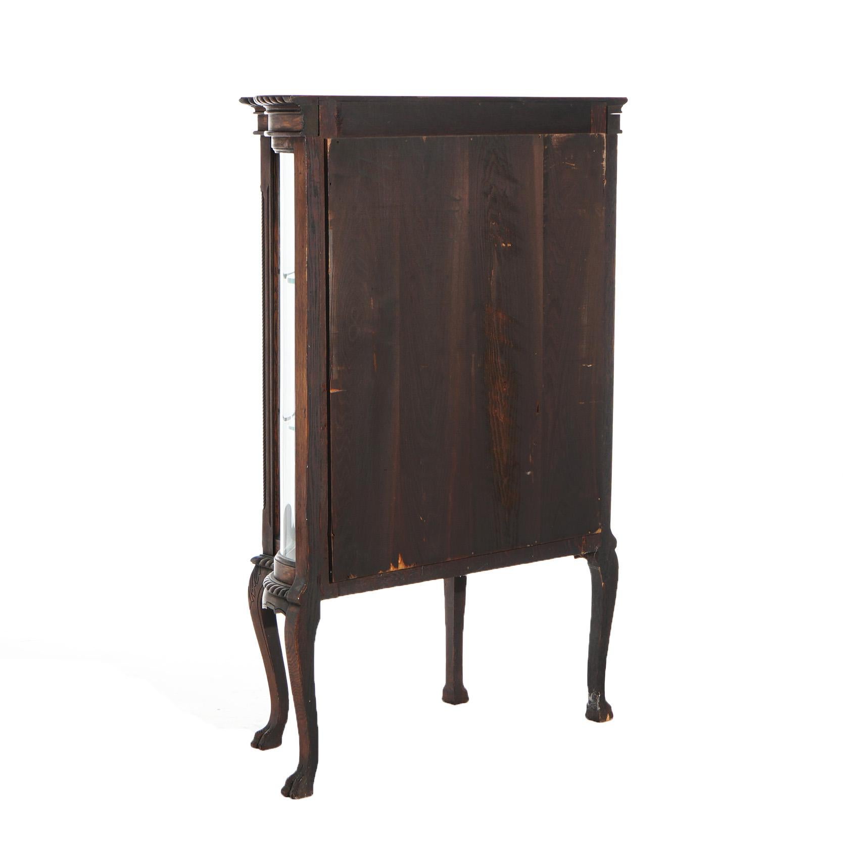 Antique RJ Horner Diminutive Oak Vitrine/China Cabinet, Carved Foliate, C1910 For Sale 6
