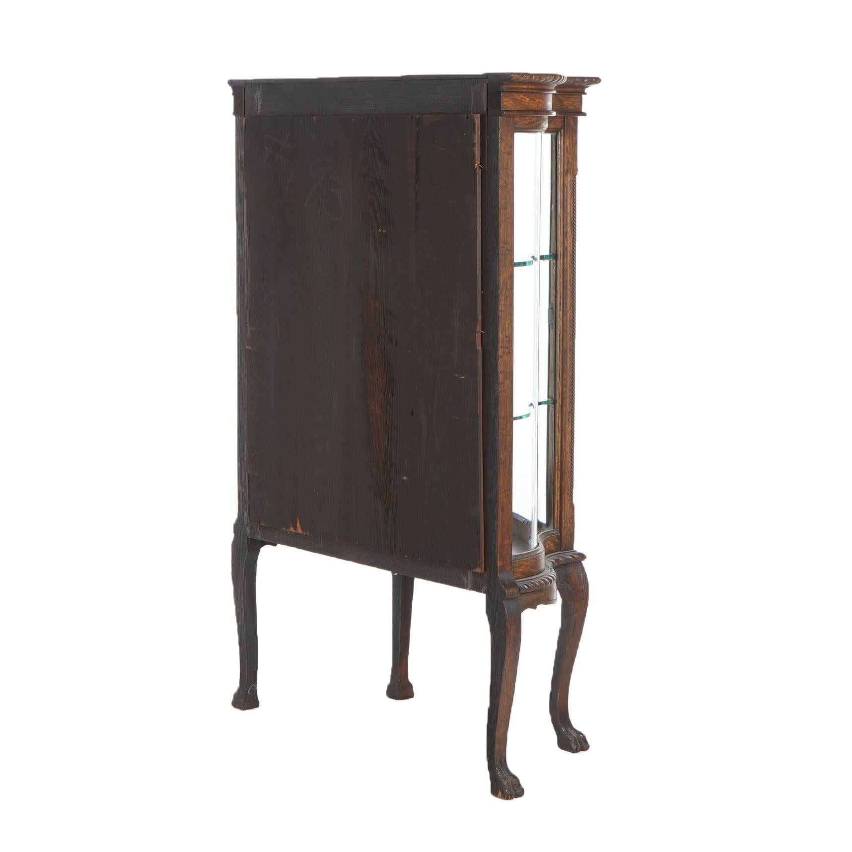 Antique RJ Horner Diminutive Oak Vitrine/China Cabinet, Carved Foliate, C1910 For Sale 7