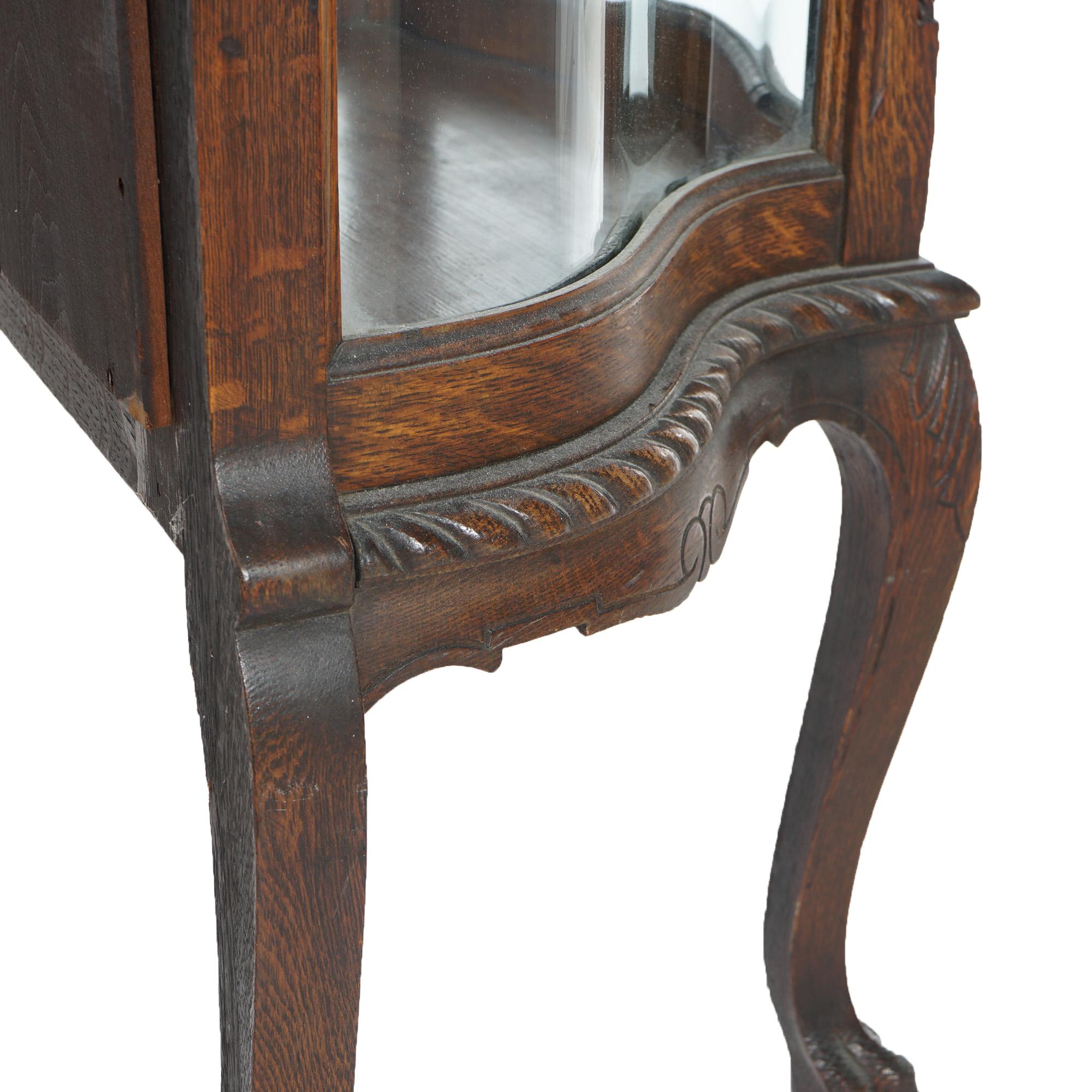Antique RJ Horner Diminutive Oak Vitrine/China Cabinet, Carved Foliate, C1910 For Sale 3