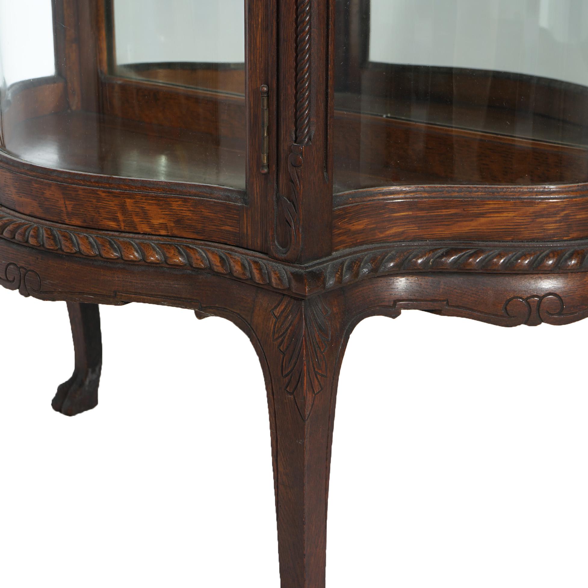 Antique RJ Horner Diminutive Oak Vitrine/China Cabinet, Carved Foliate, C1910 For Sale 4