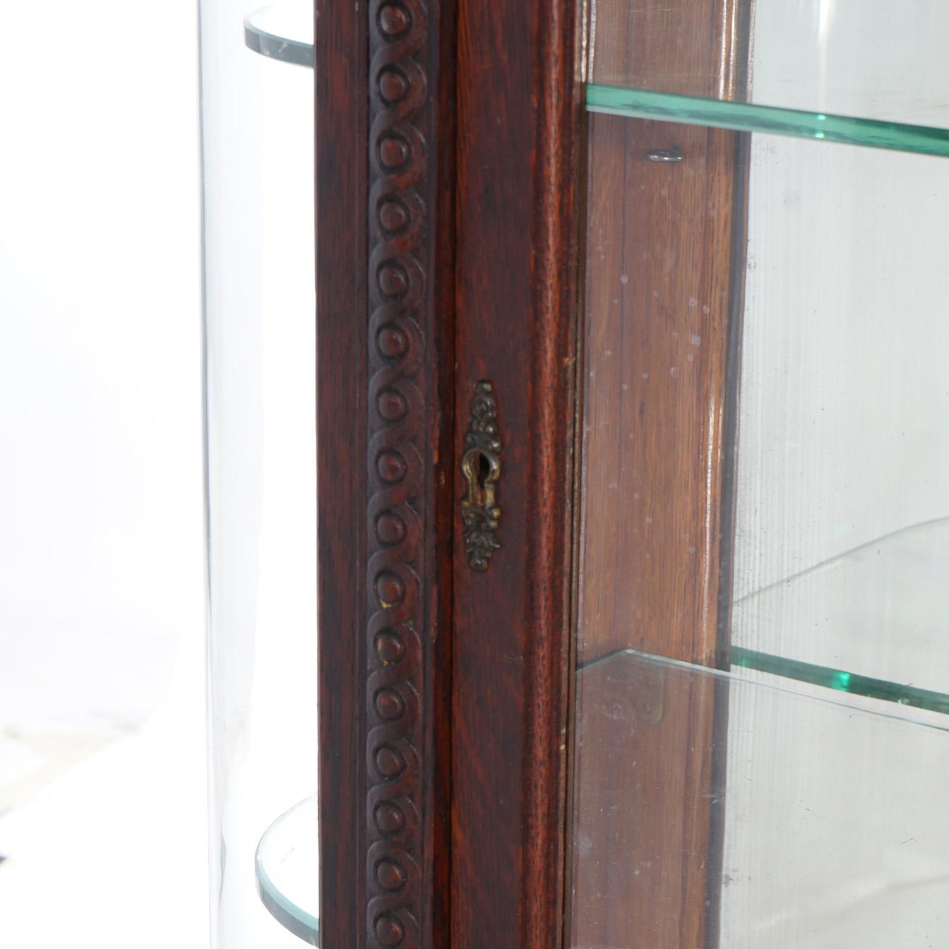 Antico RJ Horner Diminutive Oak Vitrine con elementi a nastro e fogliame C1910 in vendita 4
