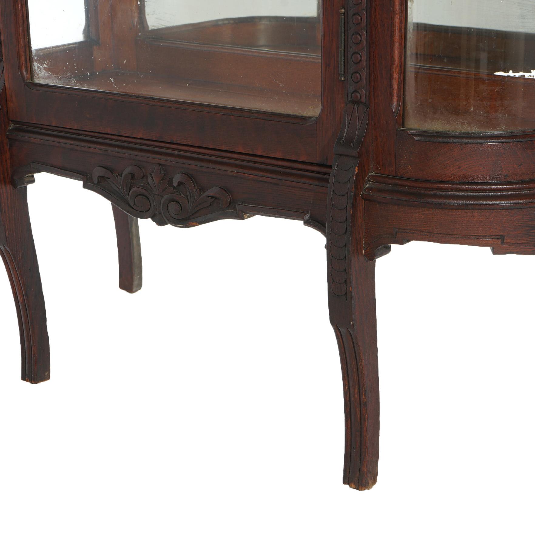 Antico RJ Horner Diminutive Oak Vitrine con elementi a nastro e fogliame C1910 in vendita 5