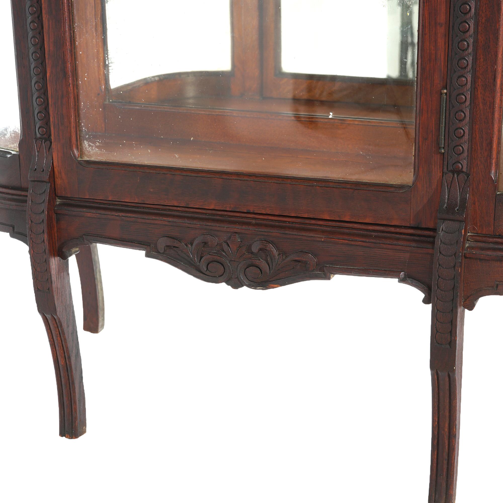 Antico RJ Horner Diminutive Oak Vitrine con elementi a nastro e fogliame C1910 in vendita 6