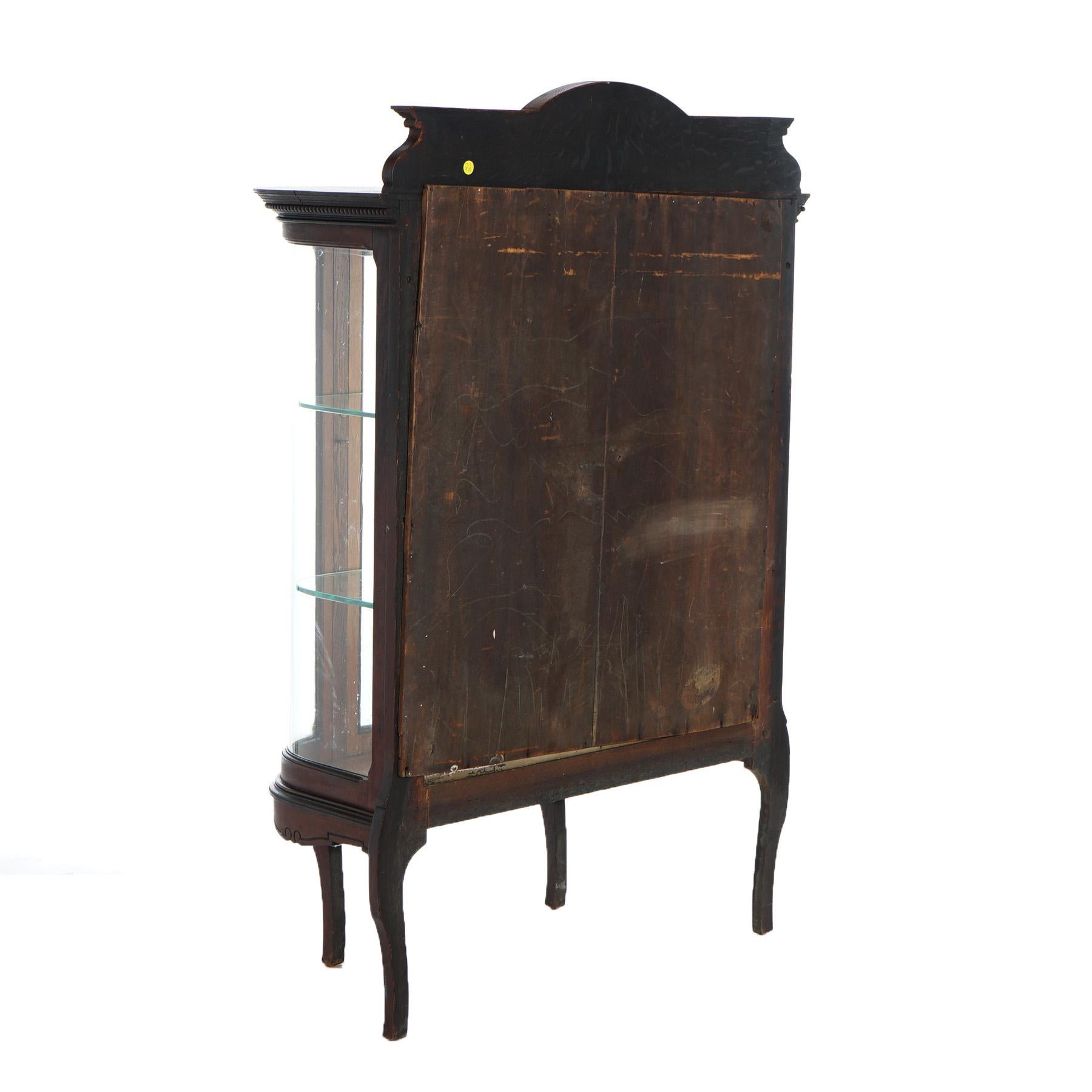 Antico RJ Horner Diminutive Oak Vitrine con elementi a nastro e fogliame C1910 in vendita 8