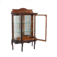 RJ Horner Diminutive Oak Vitrine with Ribbon & Foliate Elements C1910