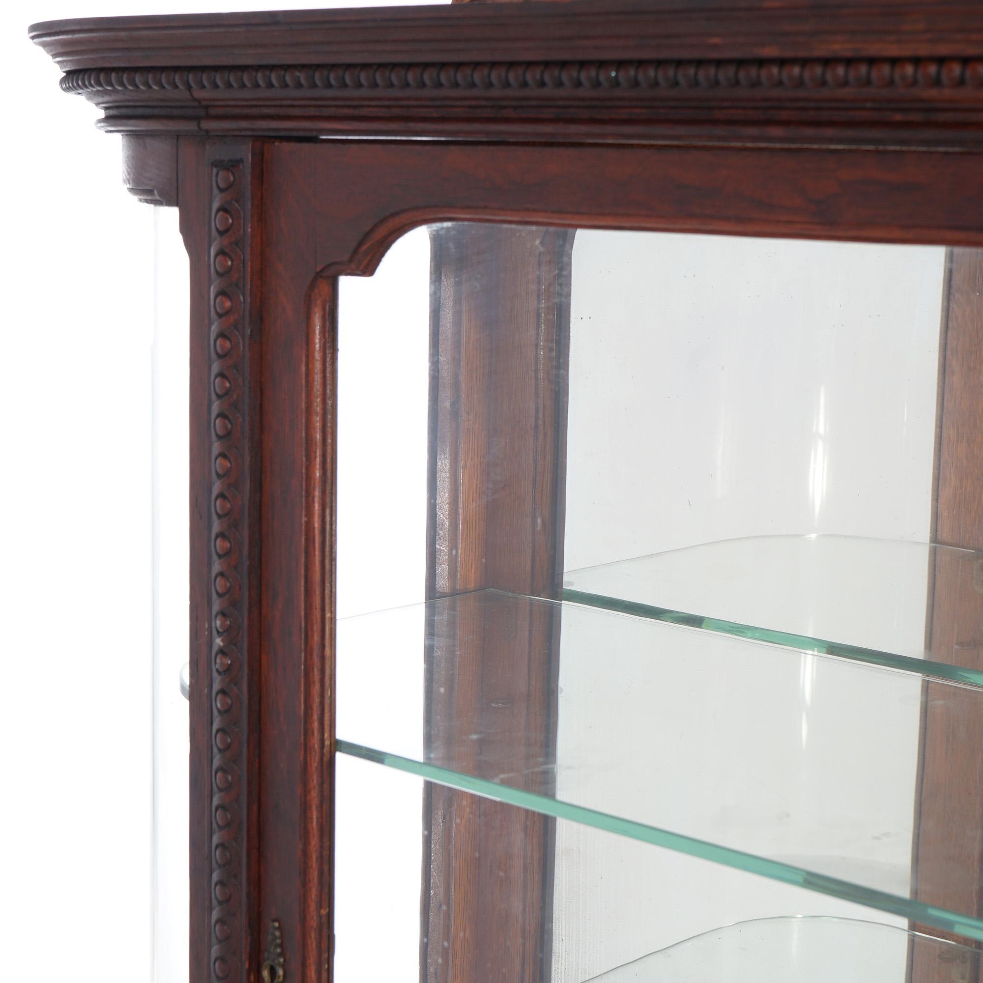 Antico RJ Horner Diminutive Oak Vitrine con elementi a nastro e fogliame C1910 in vendita 2