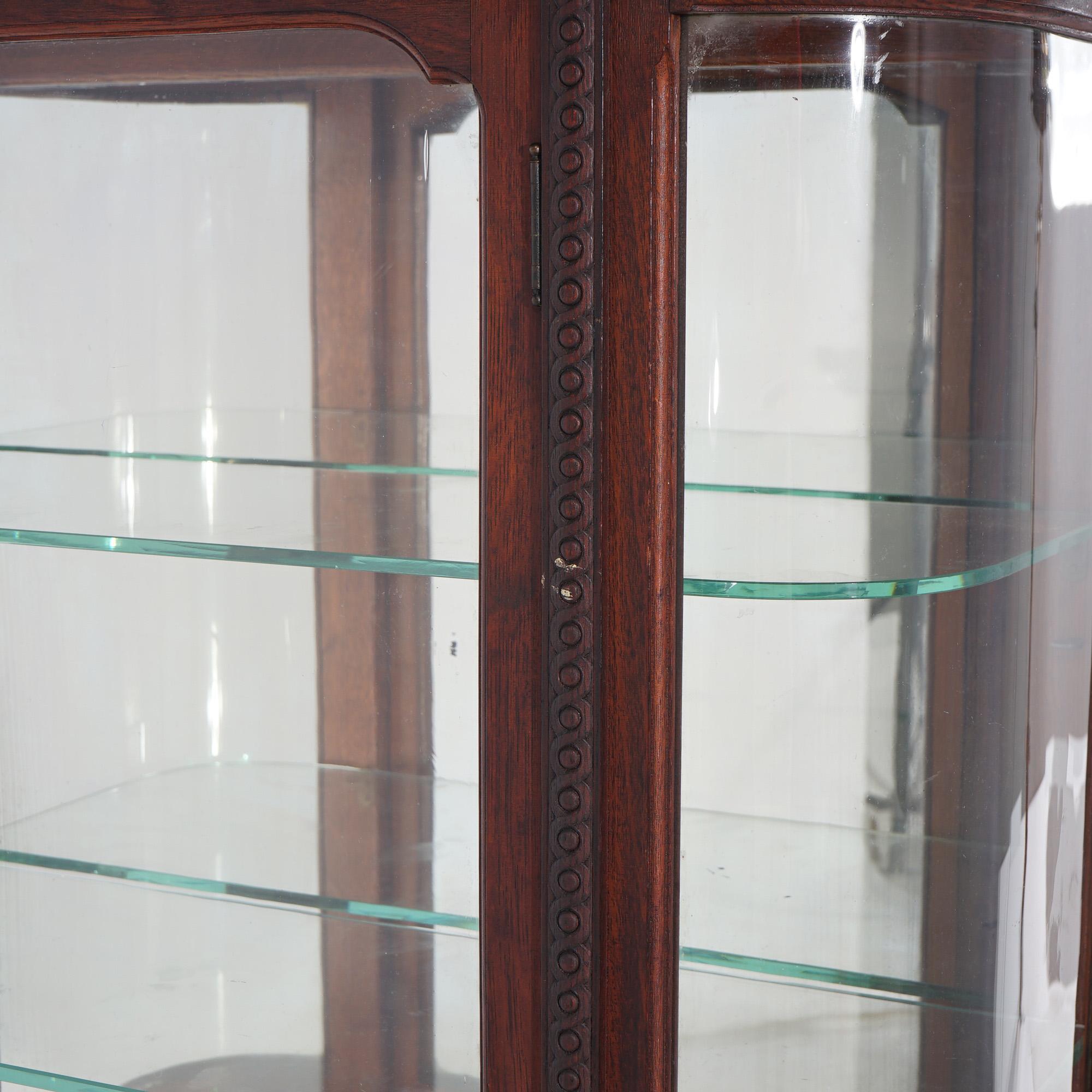 Antico RJ Horner Diminutive Oak Vitrine con elementi a nastro e fogliame C1910 in vendita 3