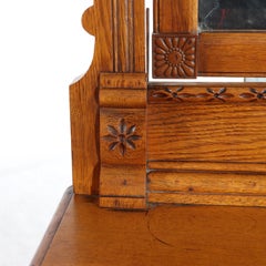 Antique RJ Horner Eastlake Carved Original Golden Oak 4-Drawer Mirrored Dresser