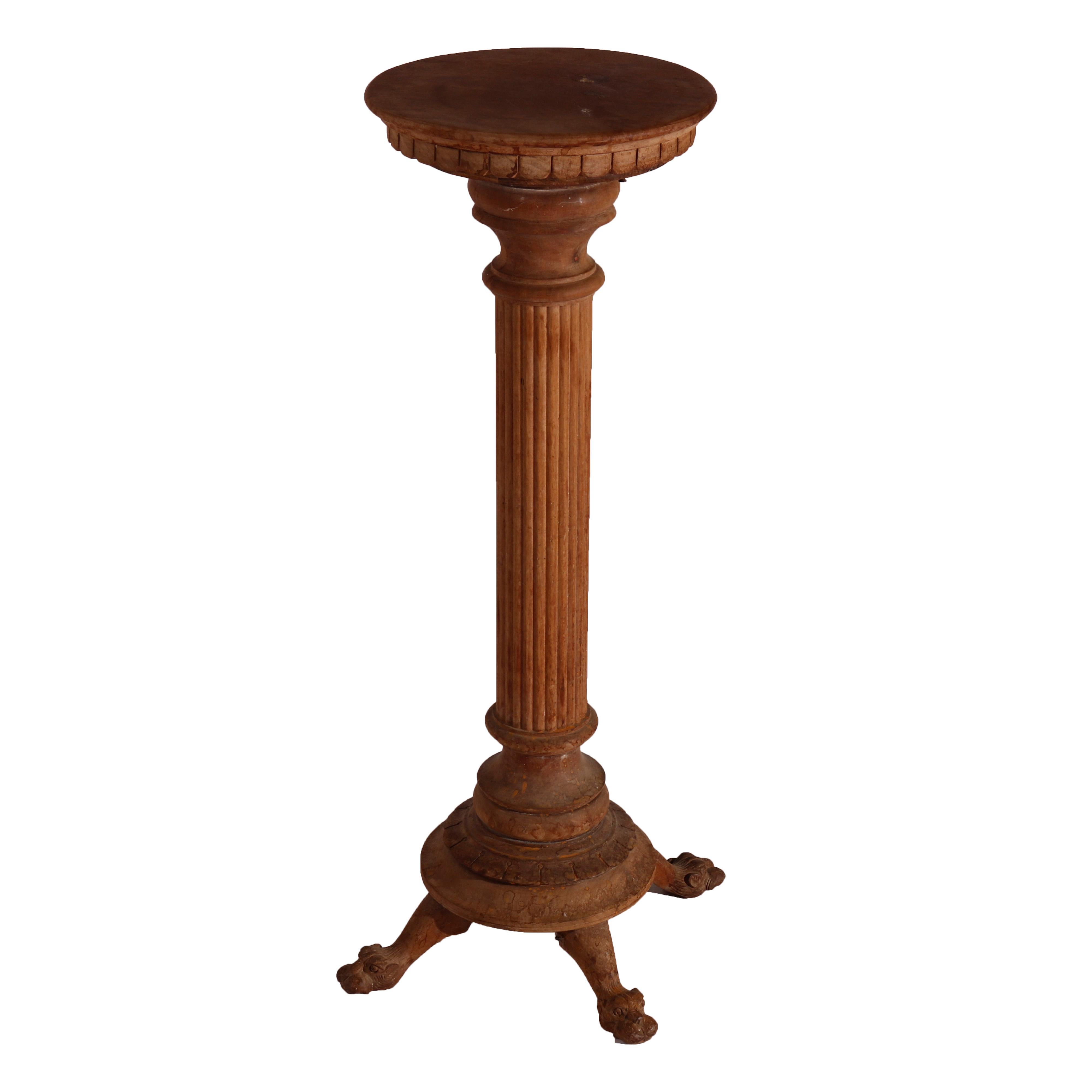 Antique RJ Horner Figural Carved Mahogany Sculpture Display Pedestal, circa 1900 In Good Condition In Big Flats, NY