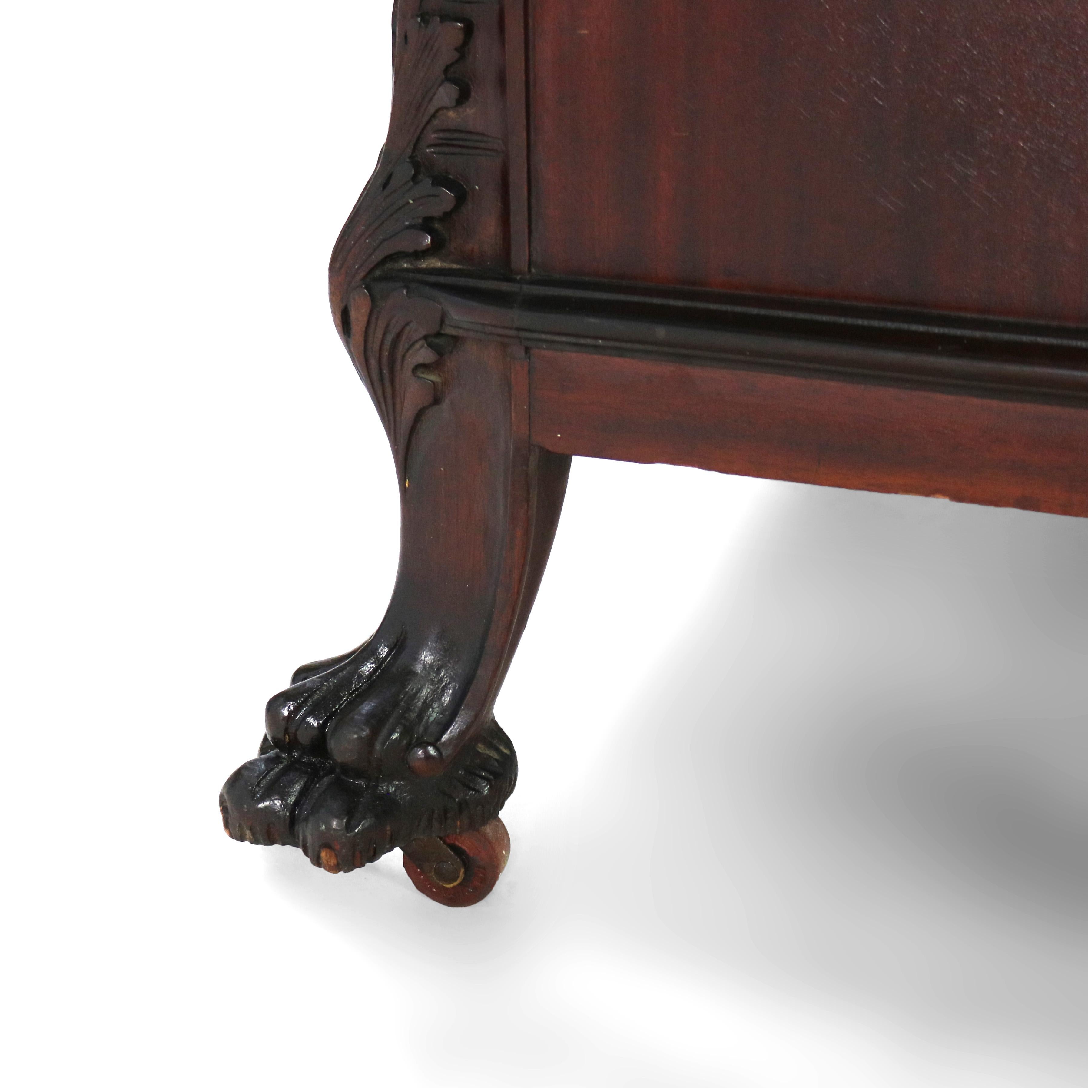 Antique RJ Horner Figural Carved Mahogany Triple Bookcase with Lion Heads C1890 12