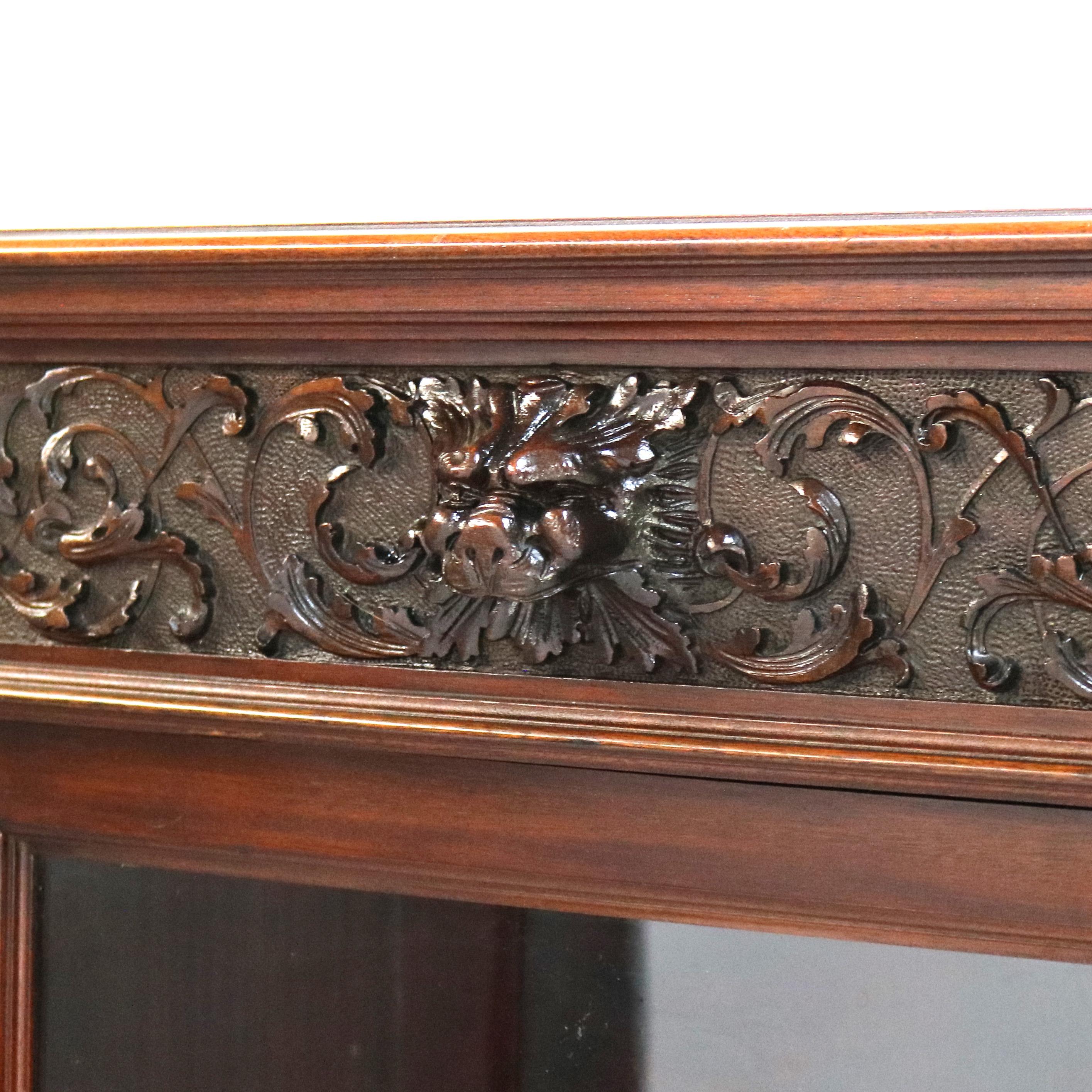 ***Reduced In-House Delivery Rates - Click on “Ask Seller” to Request a Quote***
Antique RJ Horner Figural Carved Mahogany Triple Bookcase C1890.
66