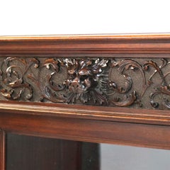 Antique RJ Horner Figural Carved Mahogany Triple Bookcase with Lion Heads C1890