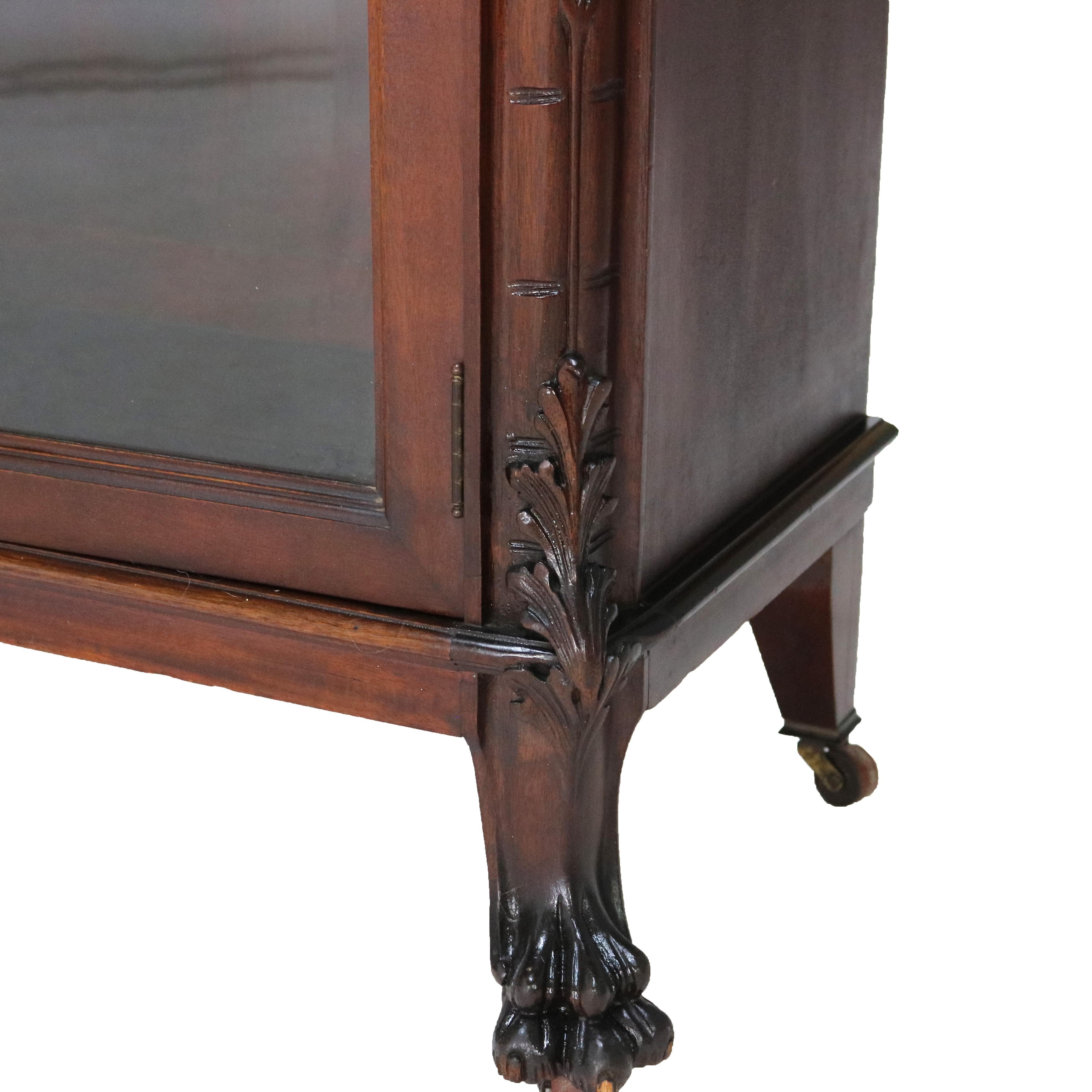 Antique RJ Horner Figural Carved Mahogany Triple Bookcase with Lion Heads C1890 2