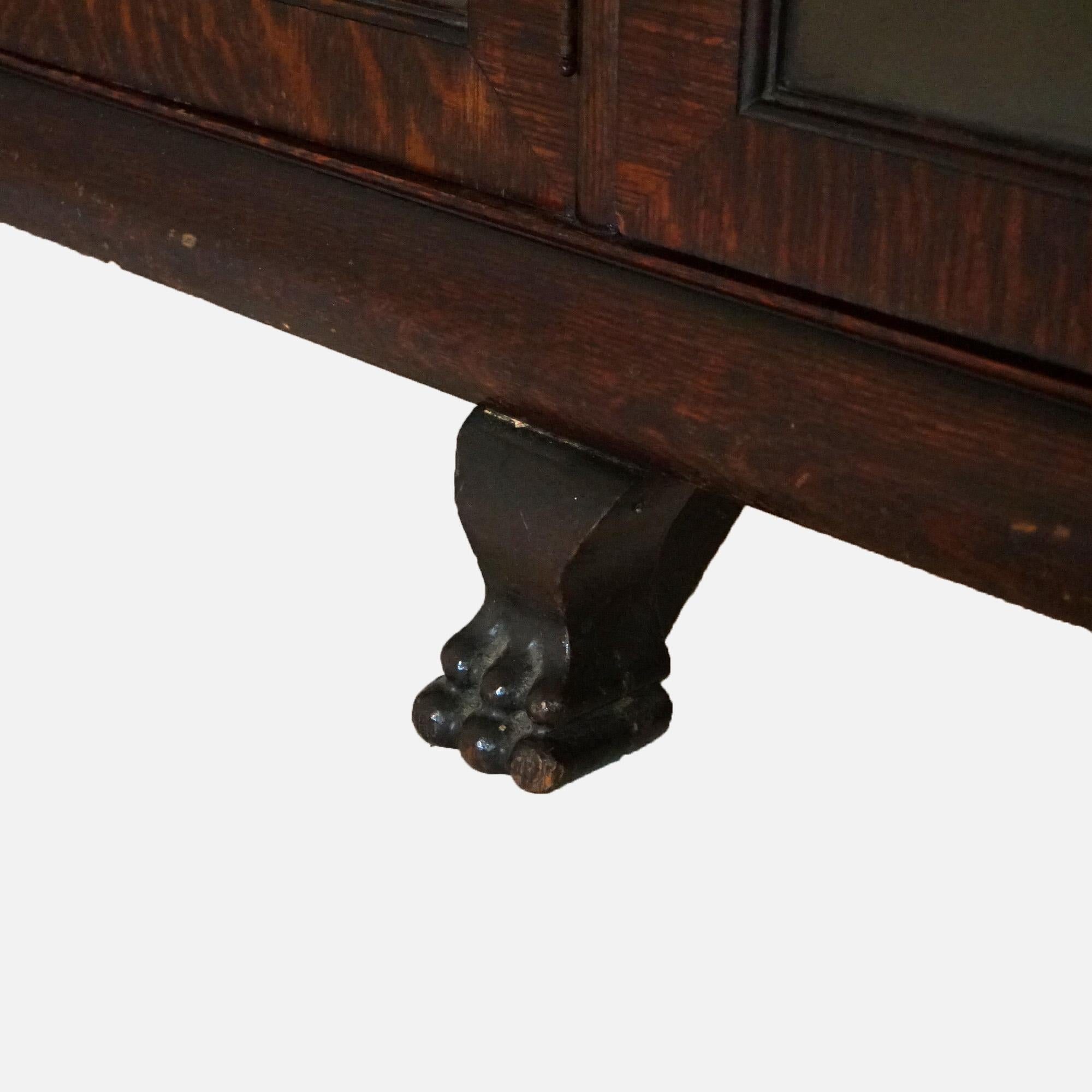 Antique RJ Horner Figural Carved Oak Bookcase with Lion Heads & Paw Feet C1900 5