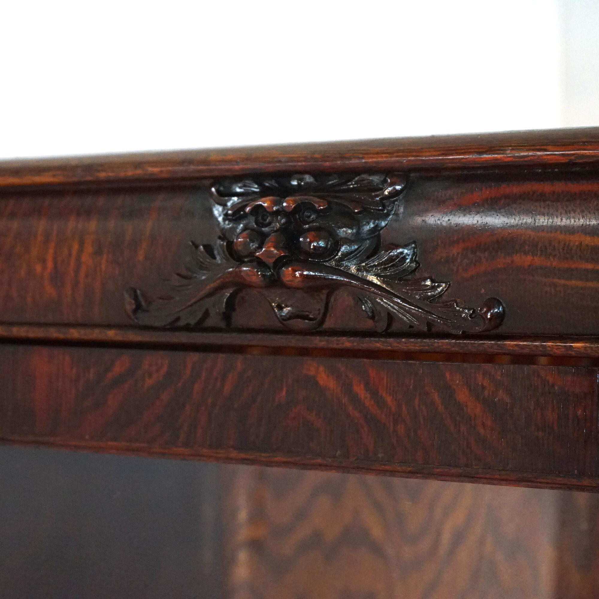 Antique RJ Horner Figural Carved Oak Bookcase with Lion Heads & Paw Feet C1900 6