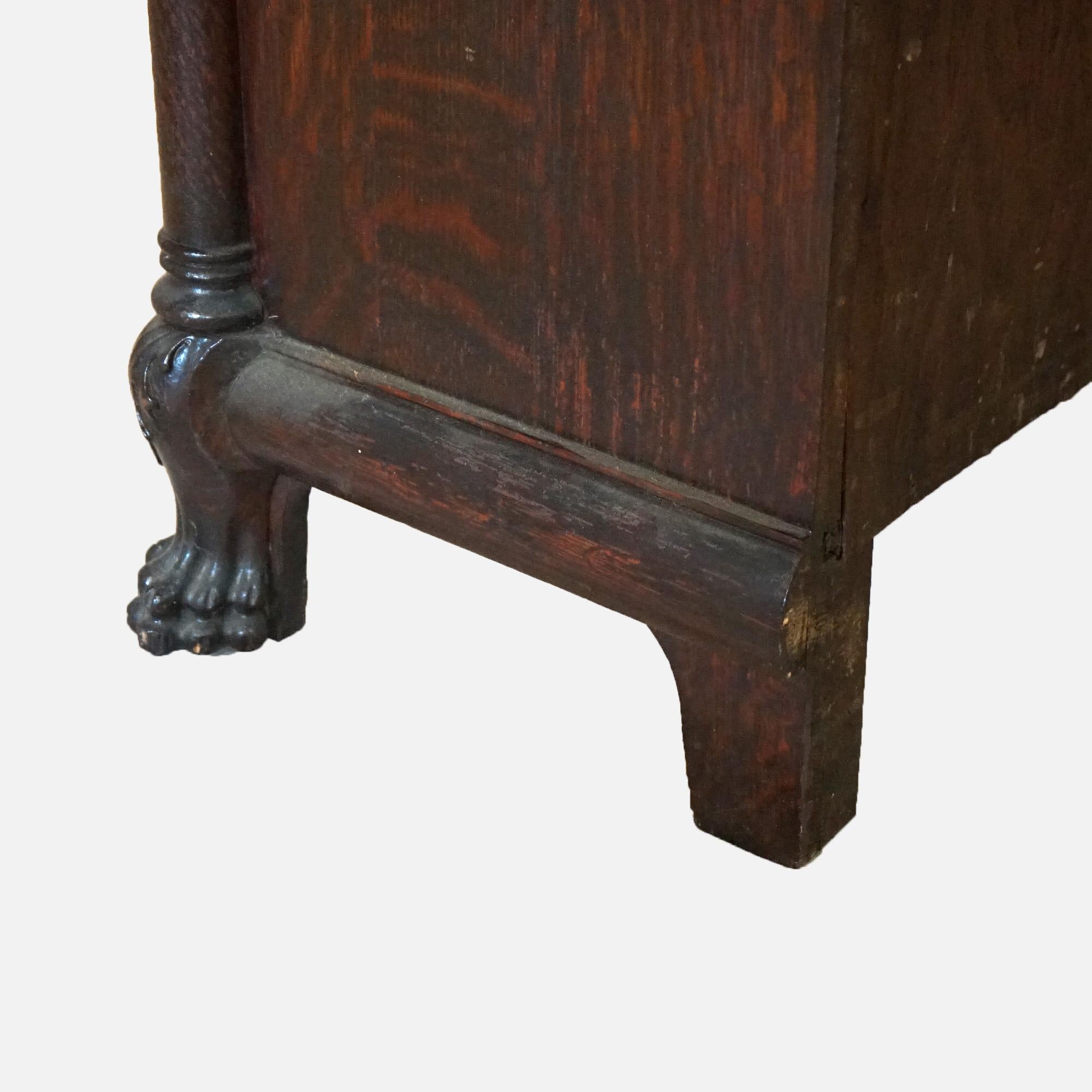 Antique RJ Horner Figural Carved Oak Bookcase with Lion Heads & Paw Feet C1900 9