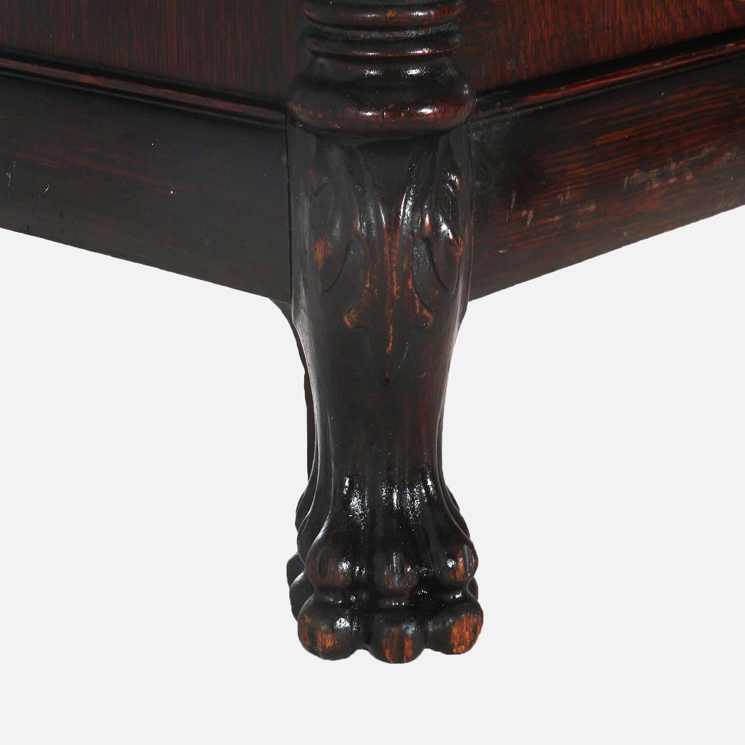 Antique RJ Horner Figural Carved Oak Bookcase with Lion Heads & Paw Feet C1900 13
