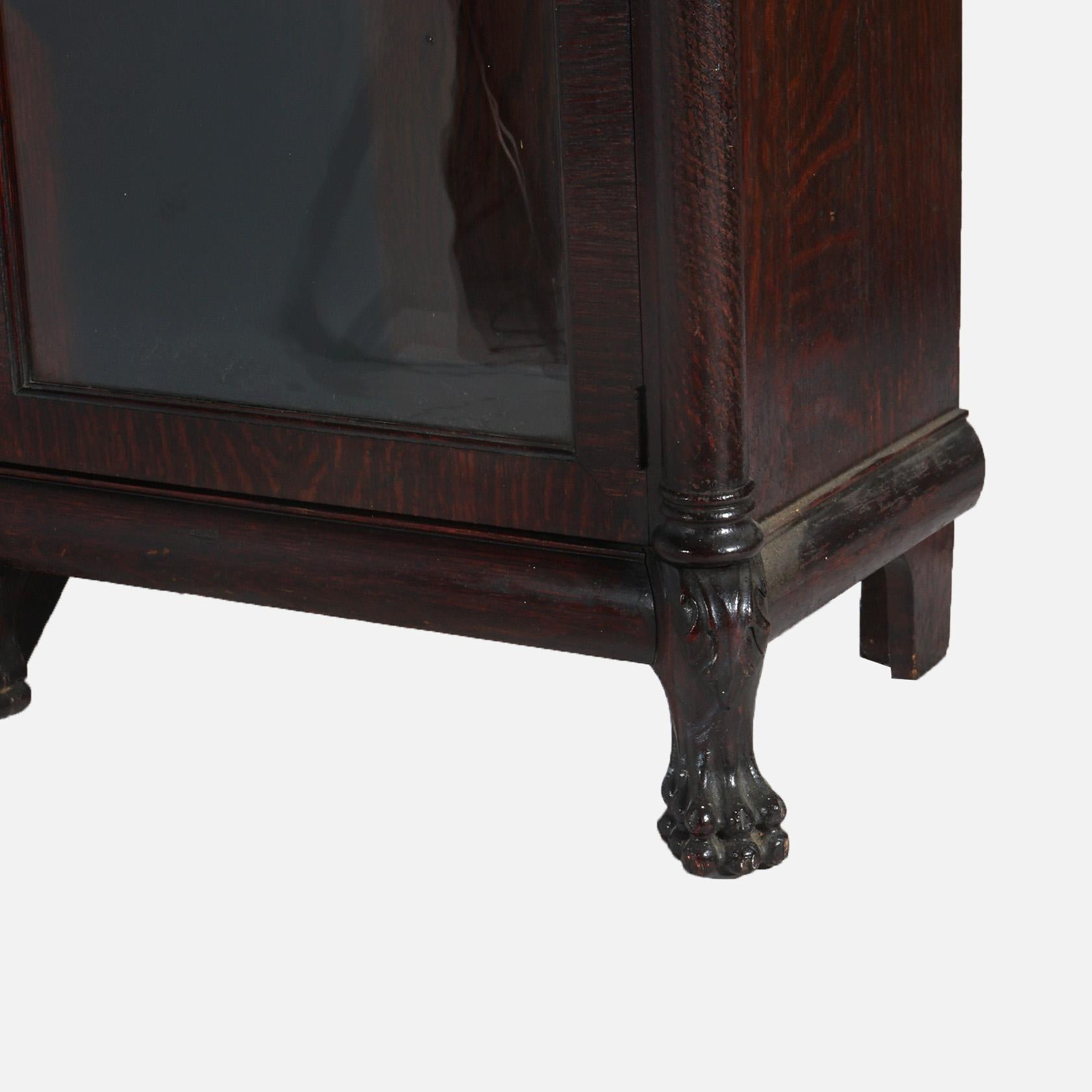 20th Century Antique RJ Horner Figural Carved Oak Bookcase with Lion Heads & Paw Feet C1900