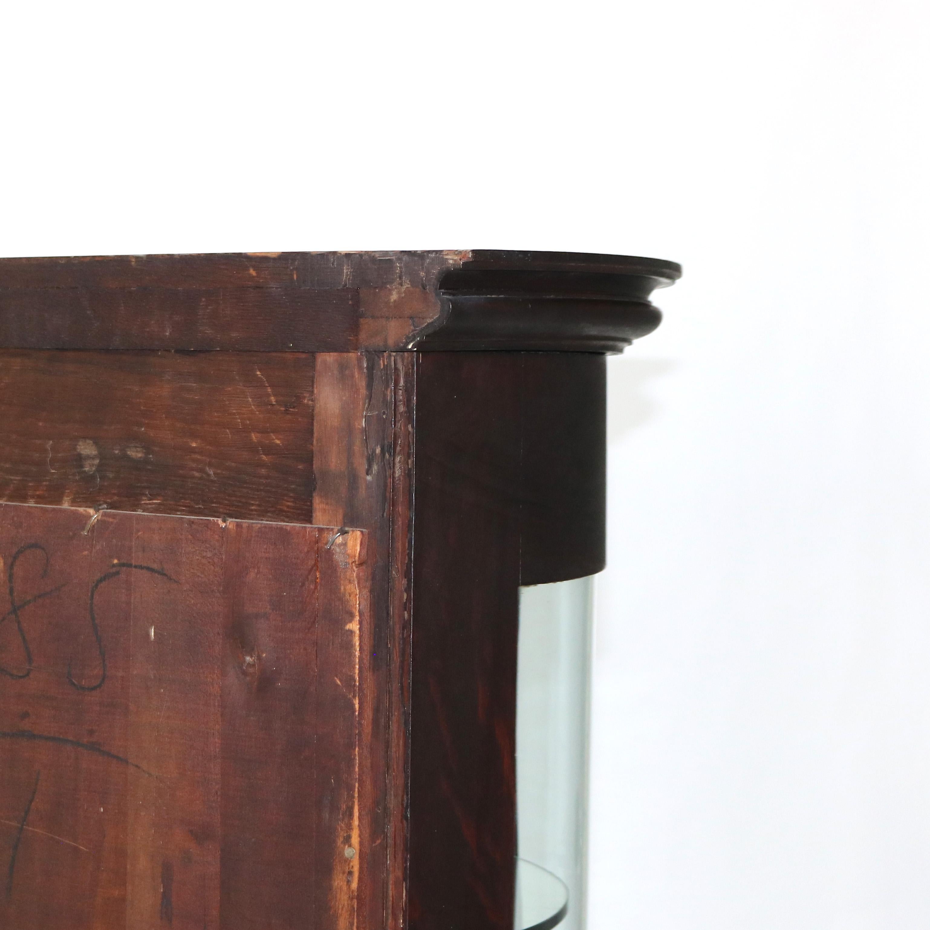 Antique RJ Horner Figural Carved Oak Curved Glass Paw Feet Curio Cabinet C1910 7